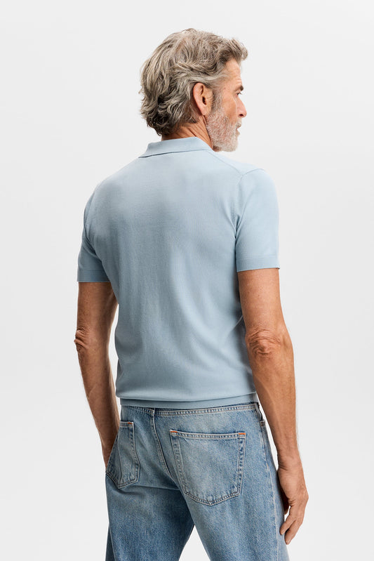 Ridge Knitted Polo / Forget-Me-Not