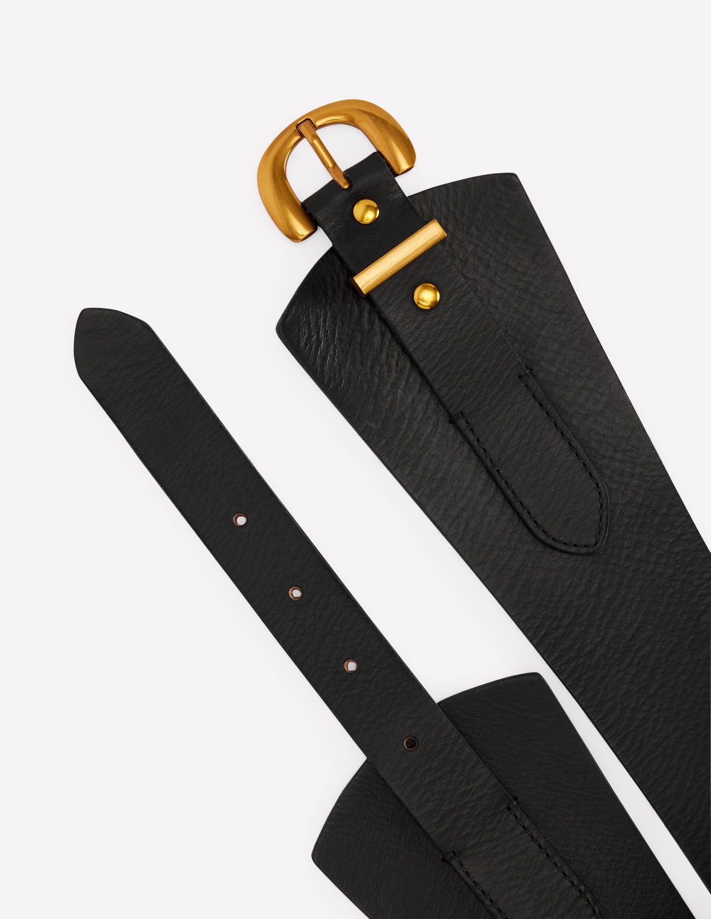 Leather Wide Waist Belt-Black