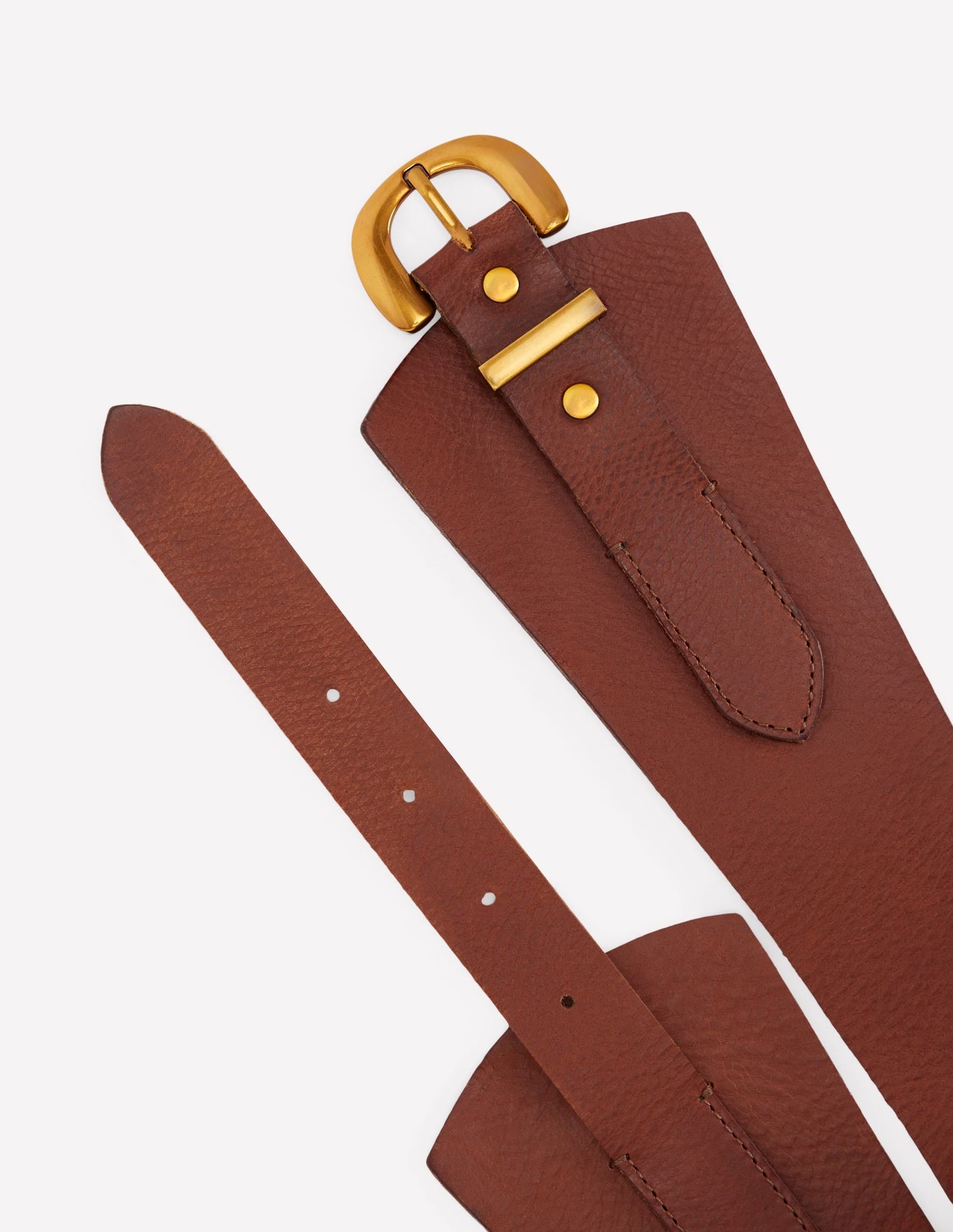 Leather Wide Waist Belt-Dark Tan