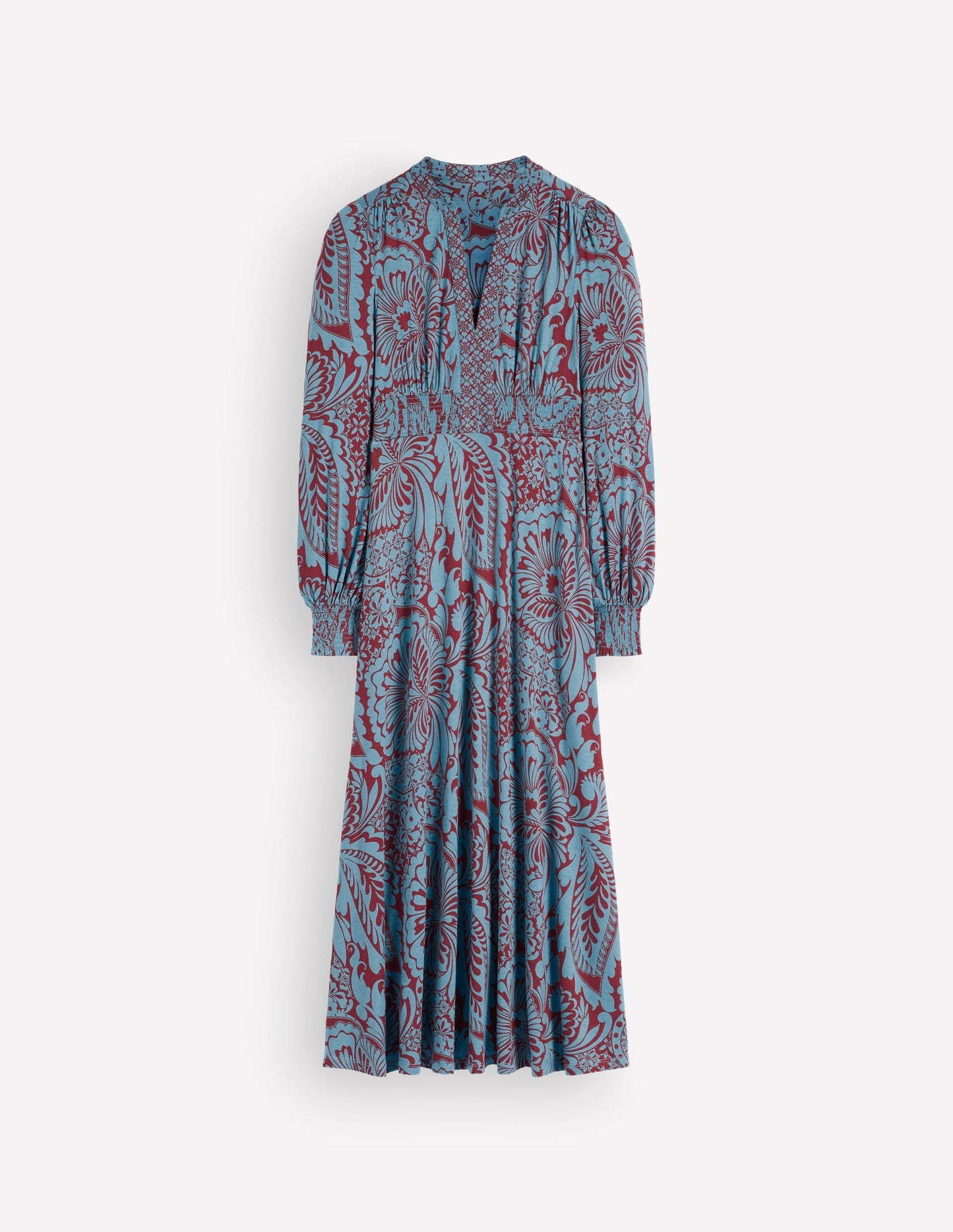 Georgia Jersey Midi Dress-Delphinum Blue, Botanical