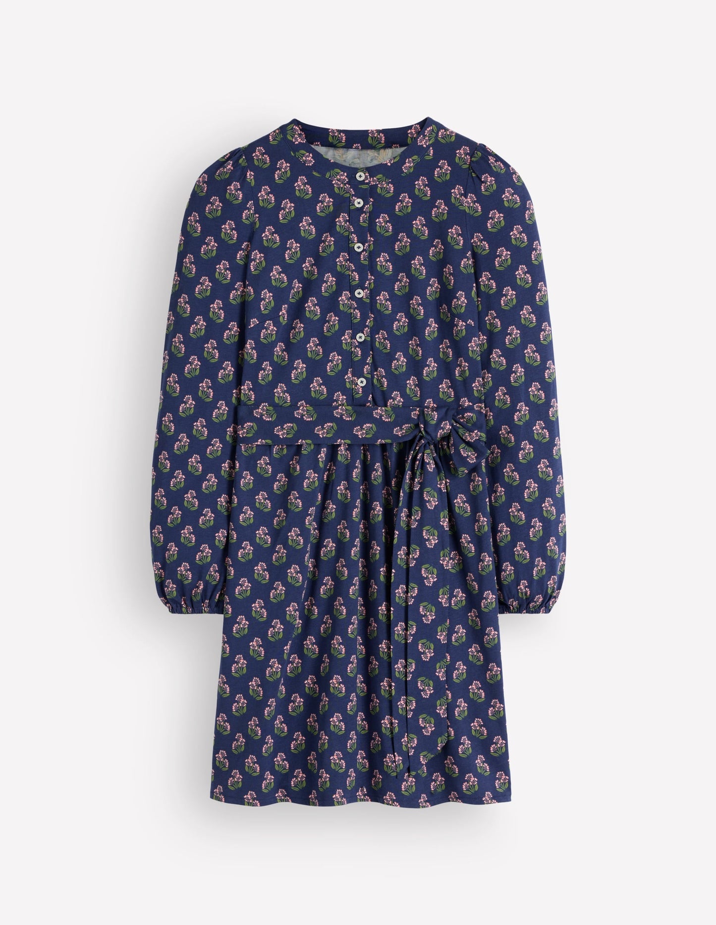 Adele Belted Jersey Dress-College Navy, Ditsy Carnation