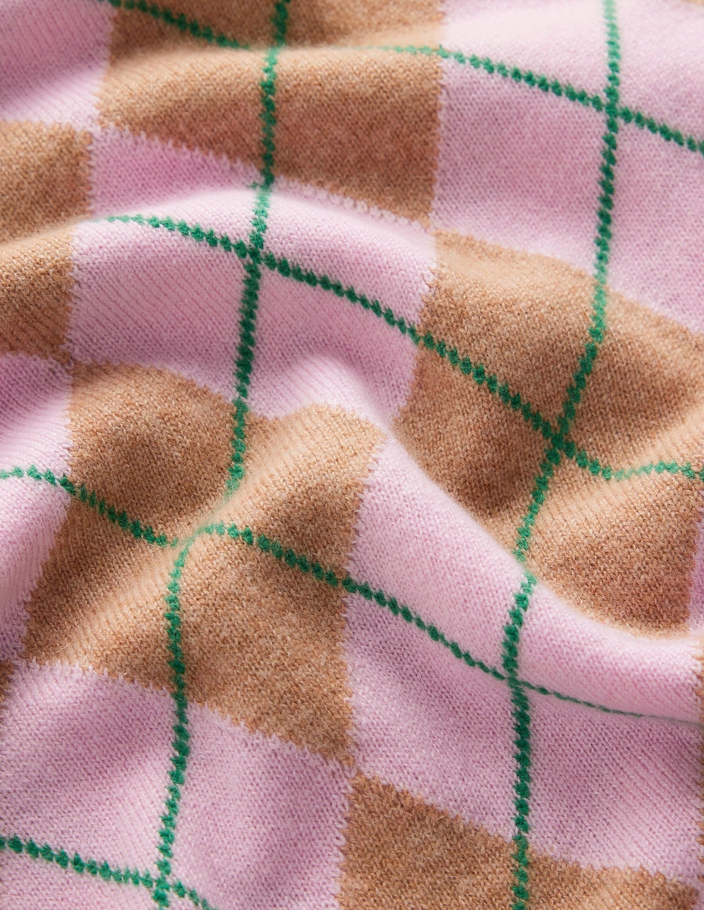 Elsie Cashmere Crew Jumper-Pink Heather, Argyle