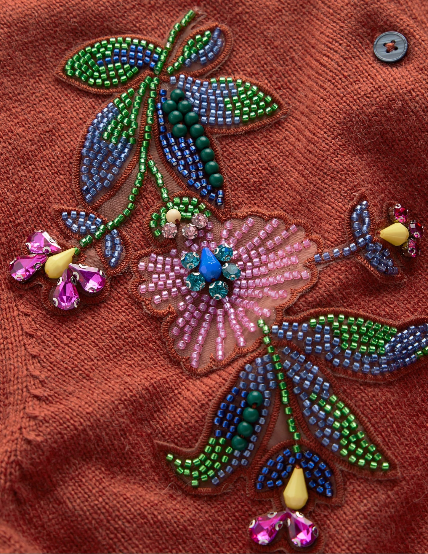Ria Embellished Knit Cardigan-Gingerbread