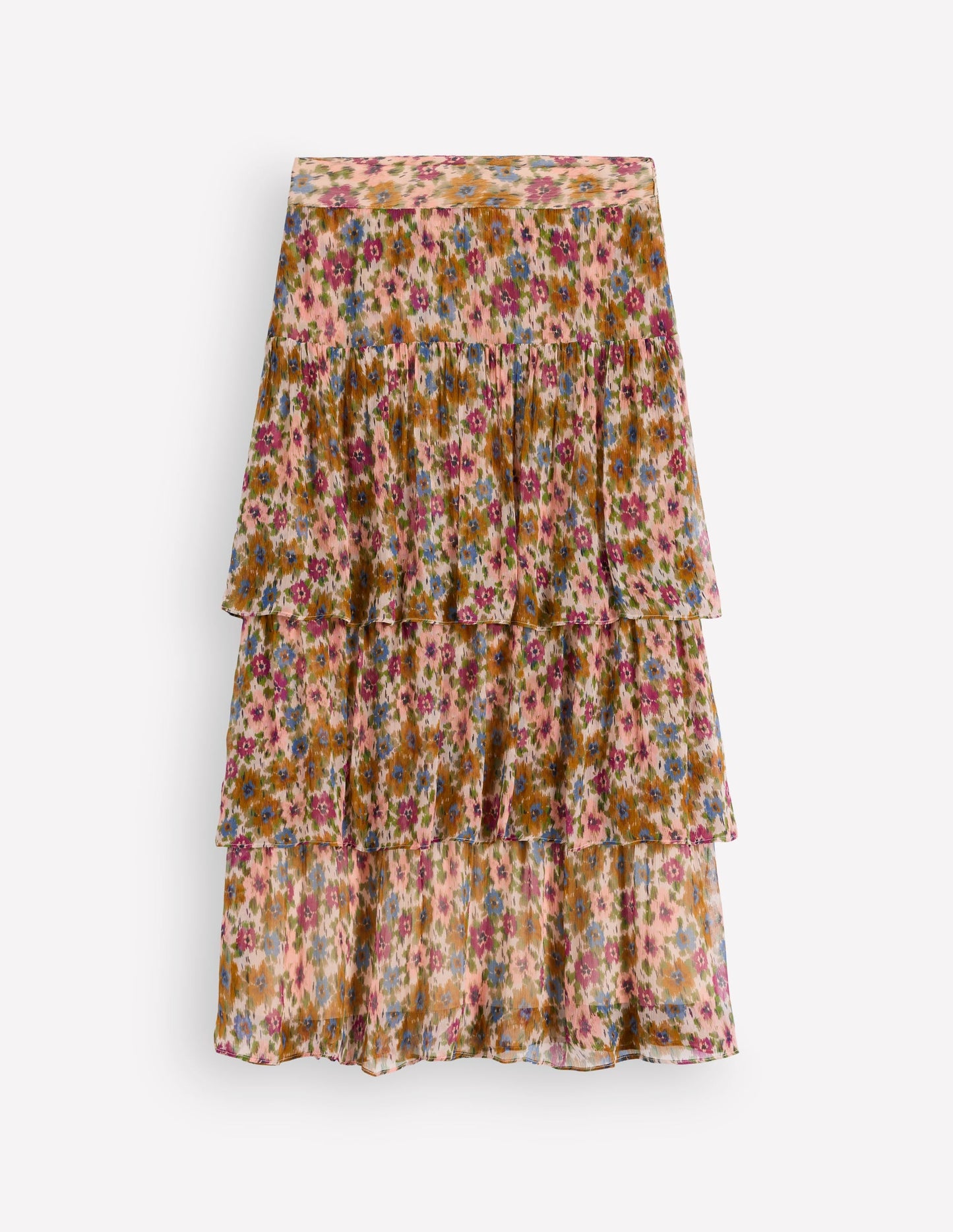Tiered Ruffle Midi Skirt-Multi, Flecked Garden