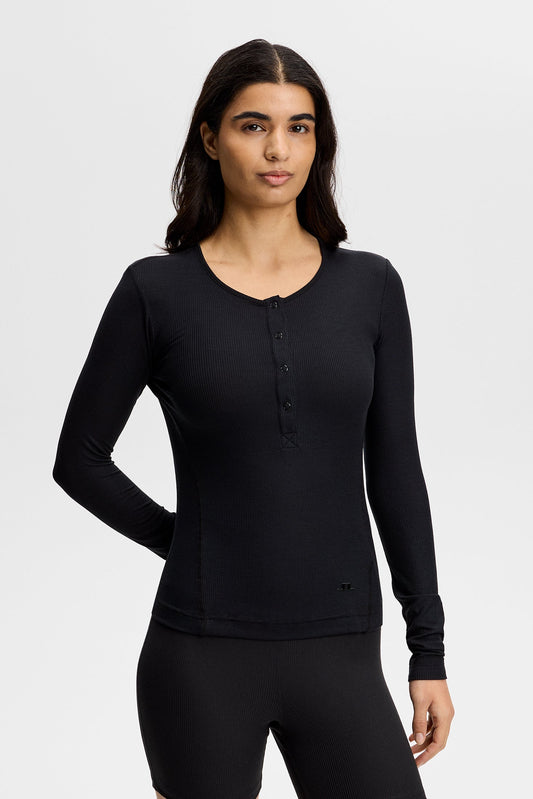 Sanna Rib Henley LS / Black