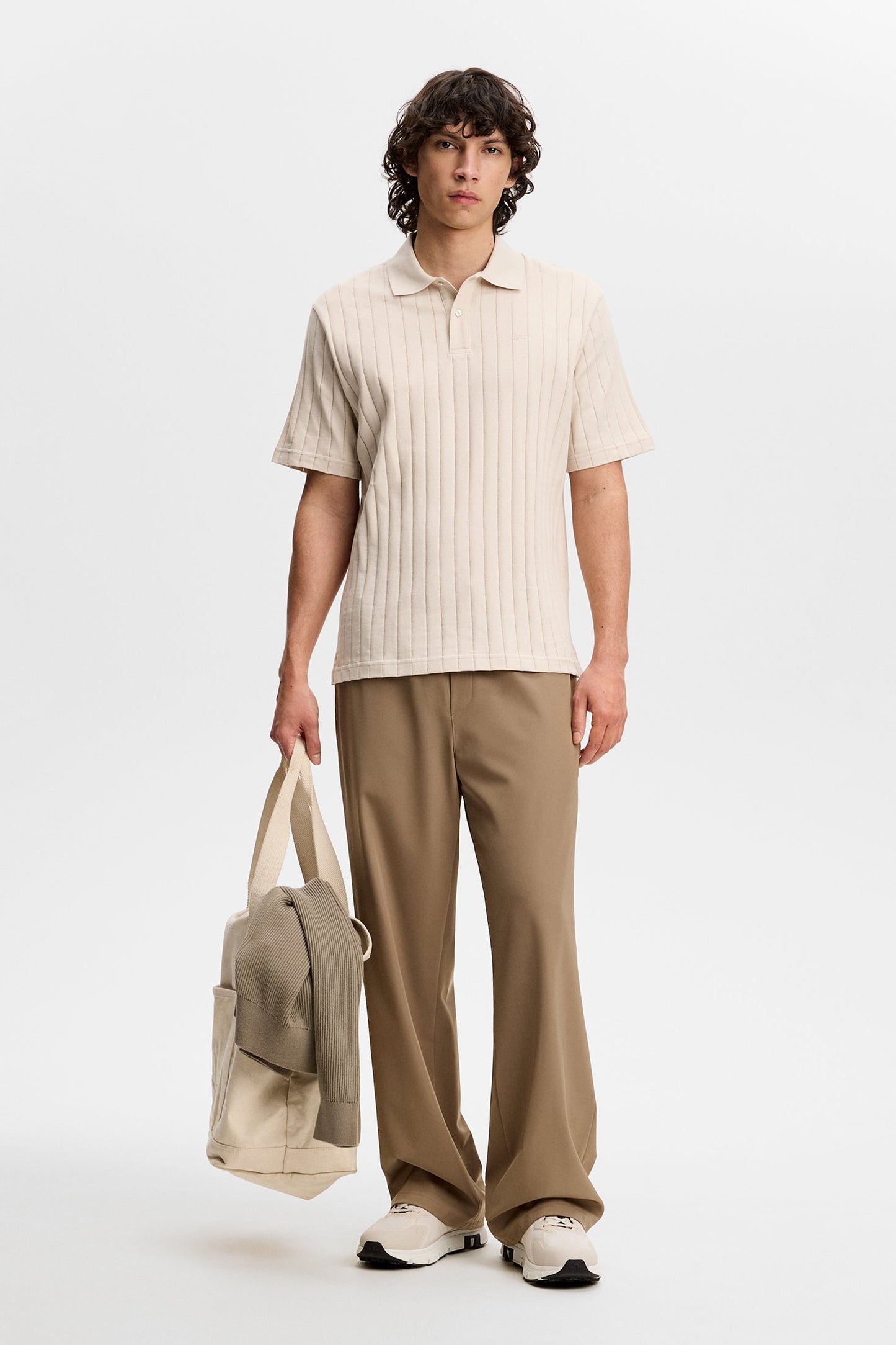 Simon Stripe Polo / Moonbeam