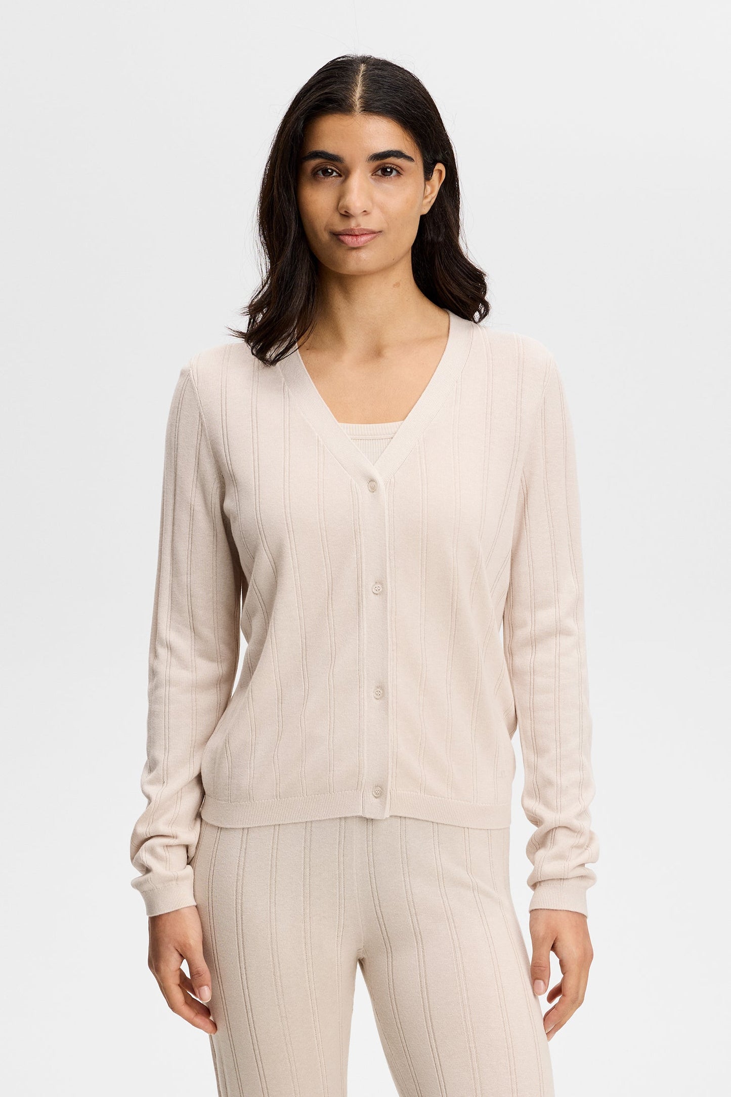 Vanja Wide Rib Cardigan / Moonbeam