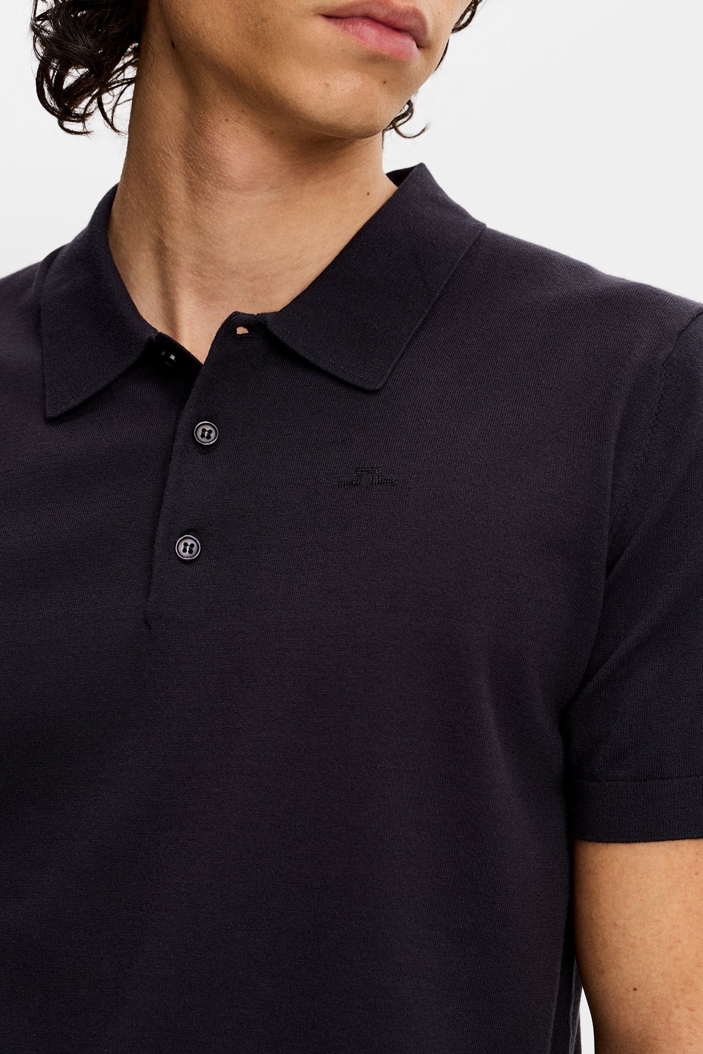 Ridge Knitted Polo / Navy