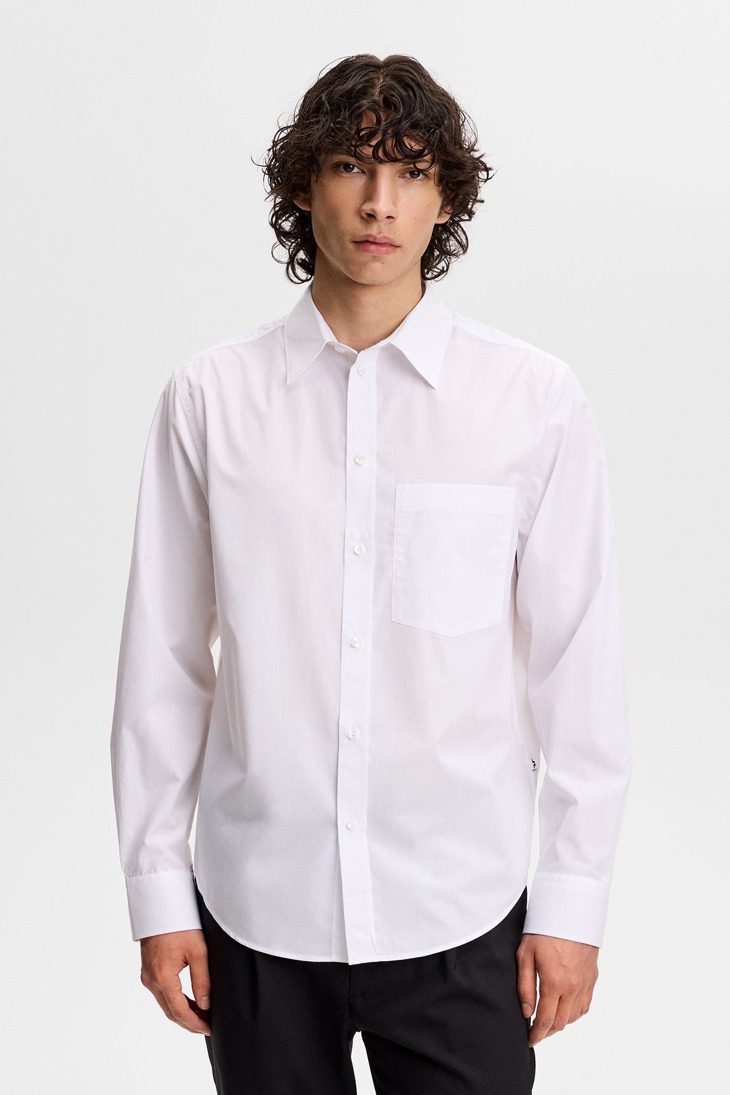 Zachary Cotton Solid Shirt / White