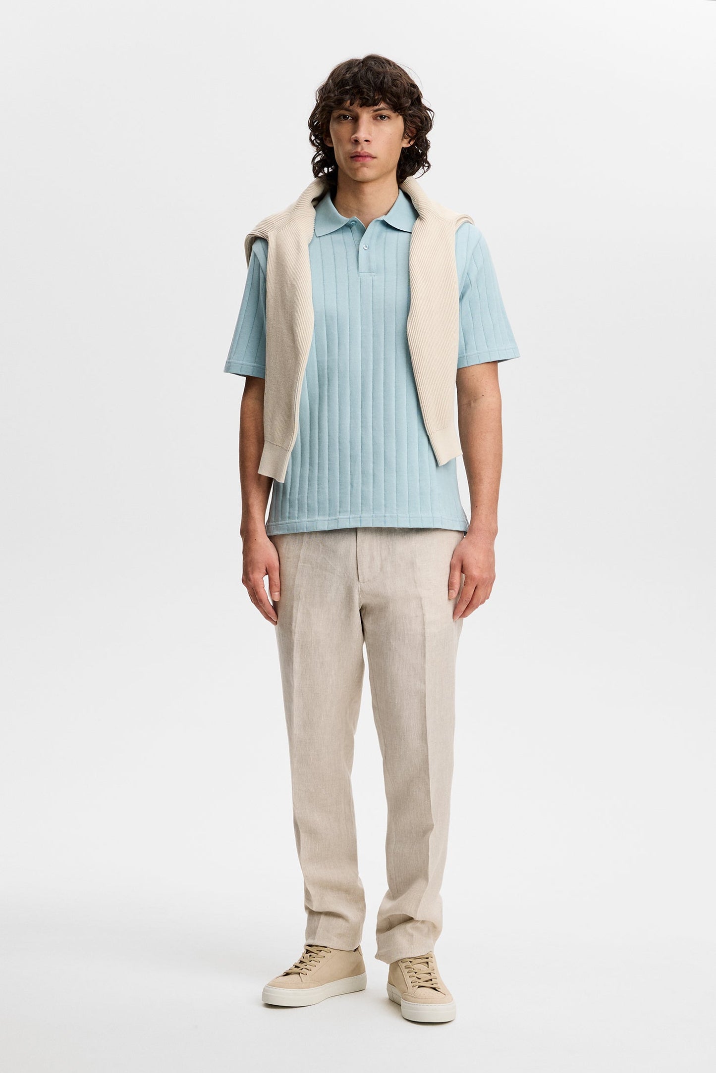 Simon Stripe Polo / Forget-Me-Not
