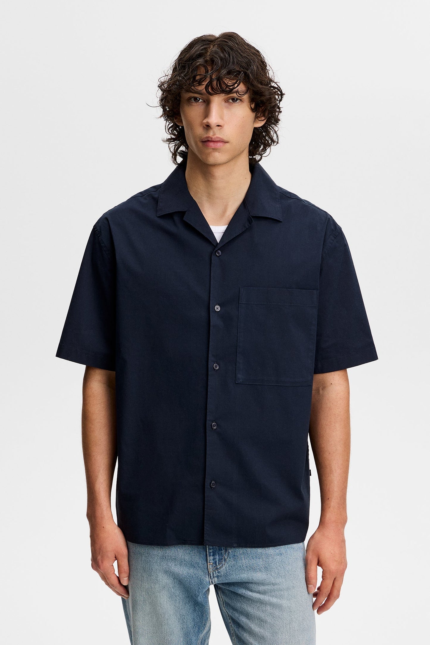 Ellis Cotton Resort Shirt / Navy