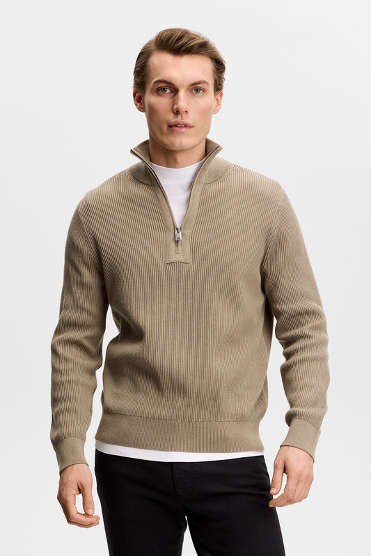 Alex Half Zip Knitted Sweater / Brindle