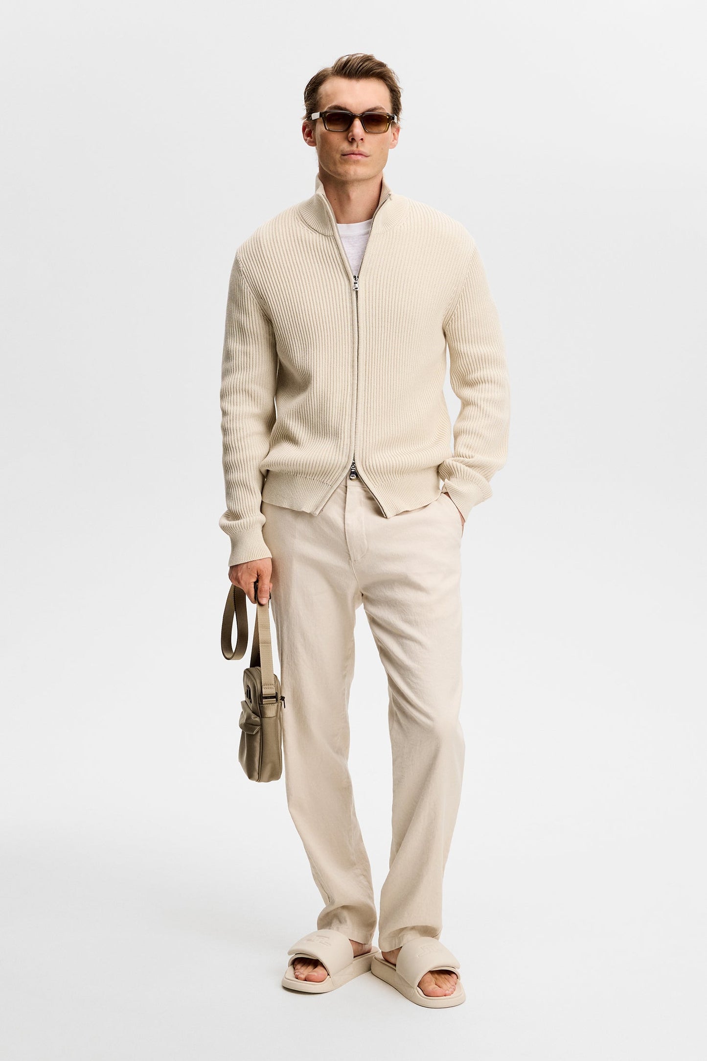 Logan Stretch Linen Pants / Moonbeam