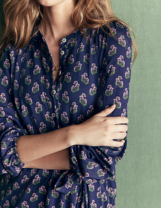 Adele Belted Jersey Dress-College Navy, Ditsy Carnation