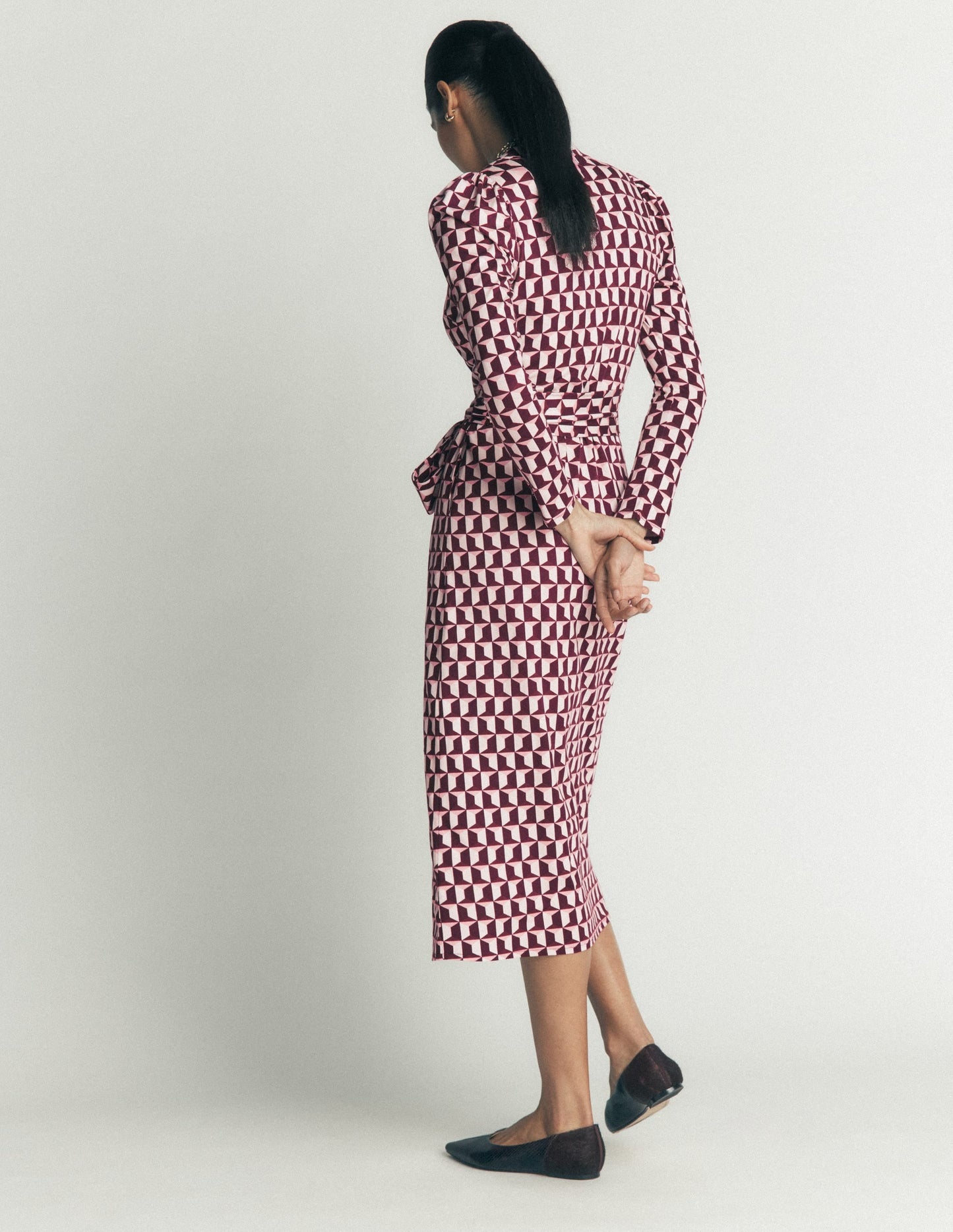 Honor Column Jersey Midi Dress-Deep Wisteria, Blocked Geo