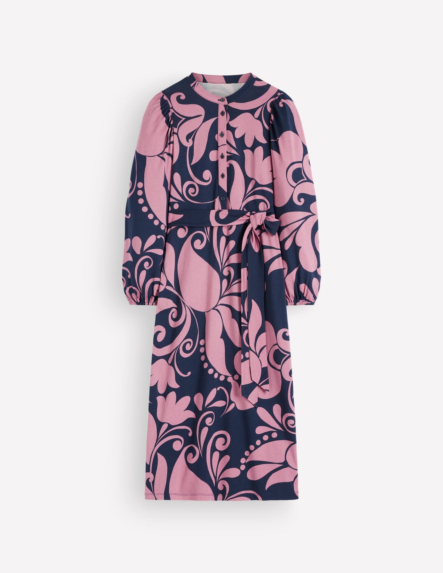 Eli Belted Jersey Midi Dress-Pink Heather, Floral Breeze