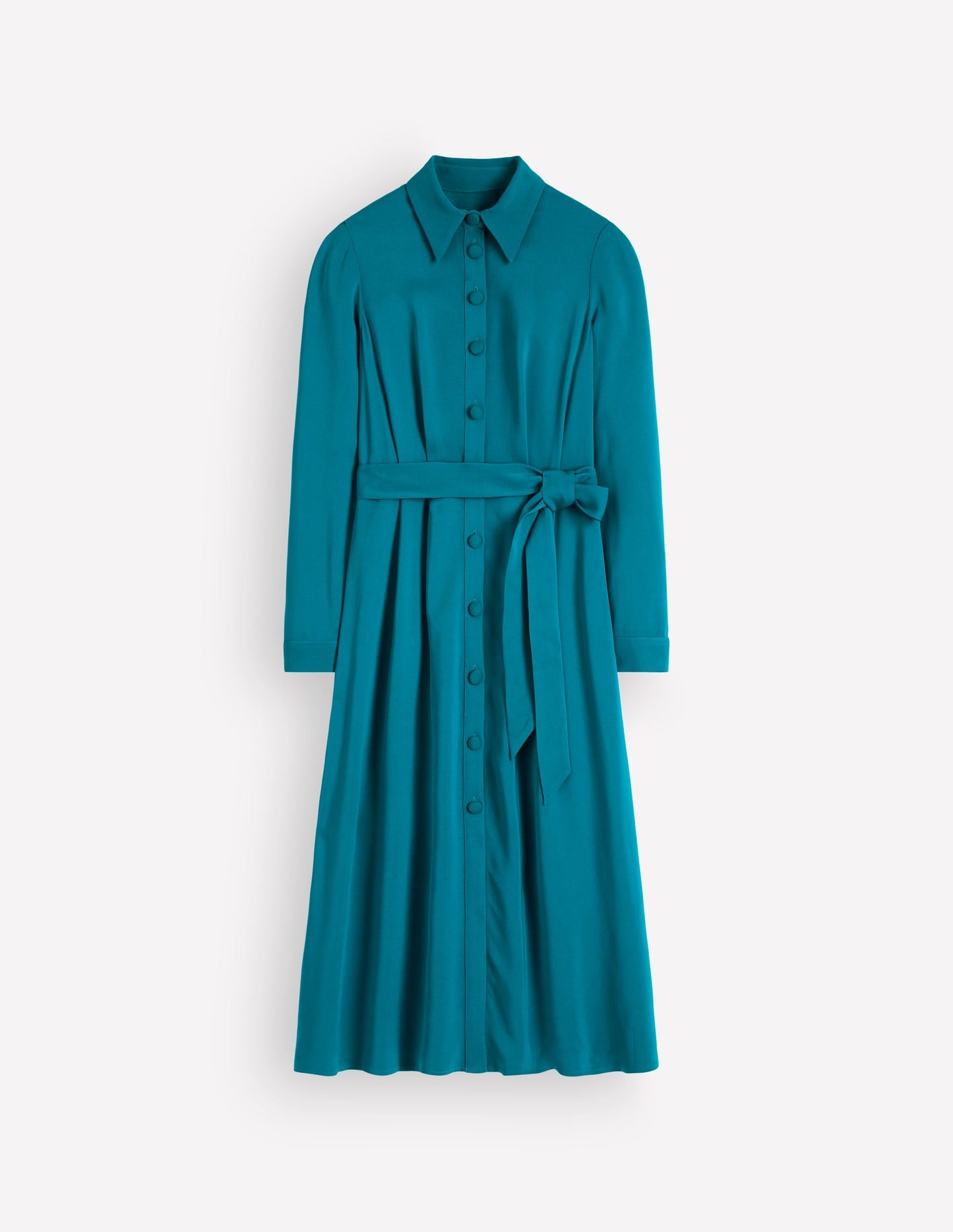 Kate Pleated Shirt Dress-Deep Sea Green