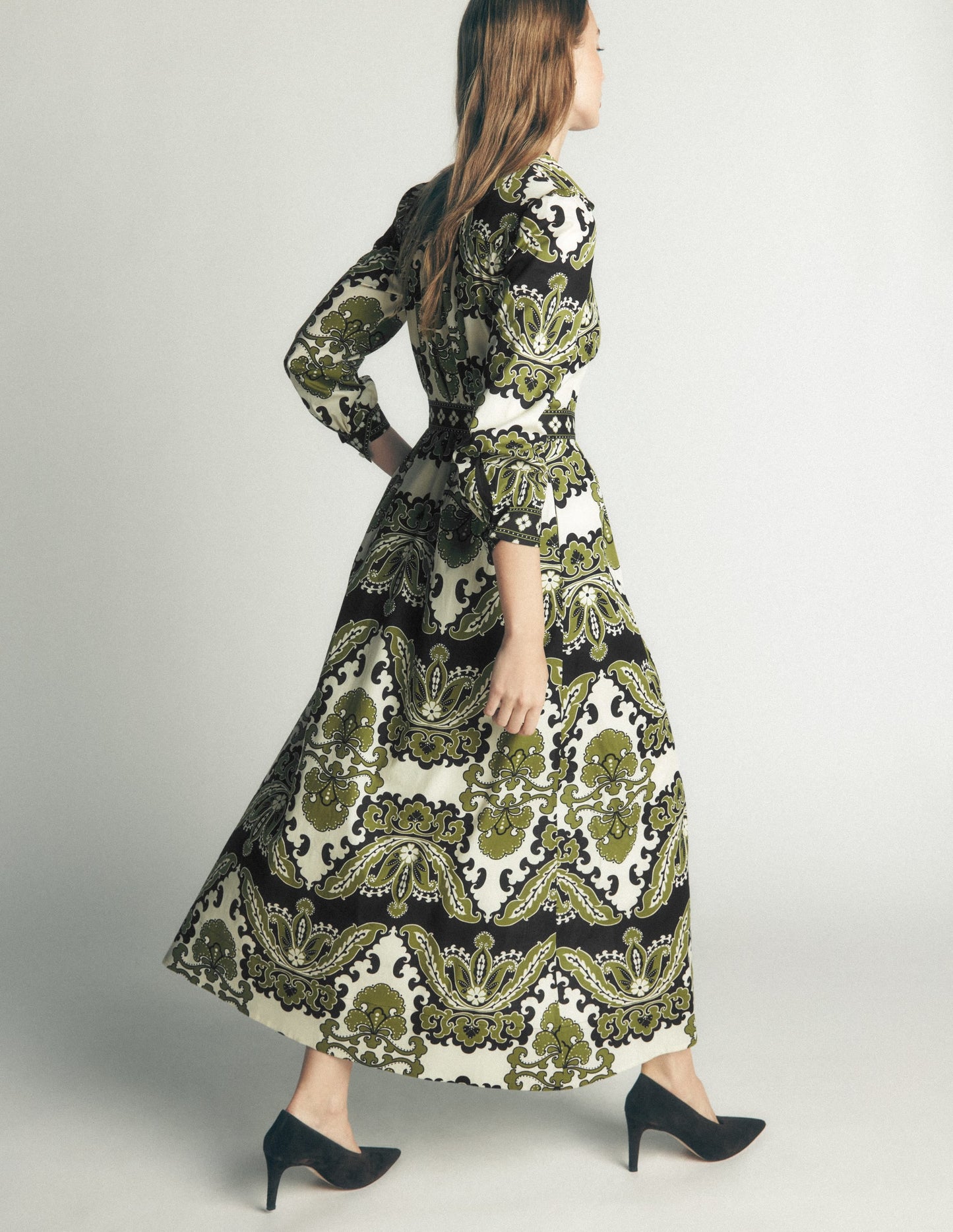 Maeve Cotton Midi Shirt Dress-Multi, Blossoming Gardenia