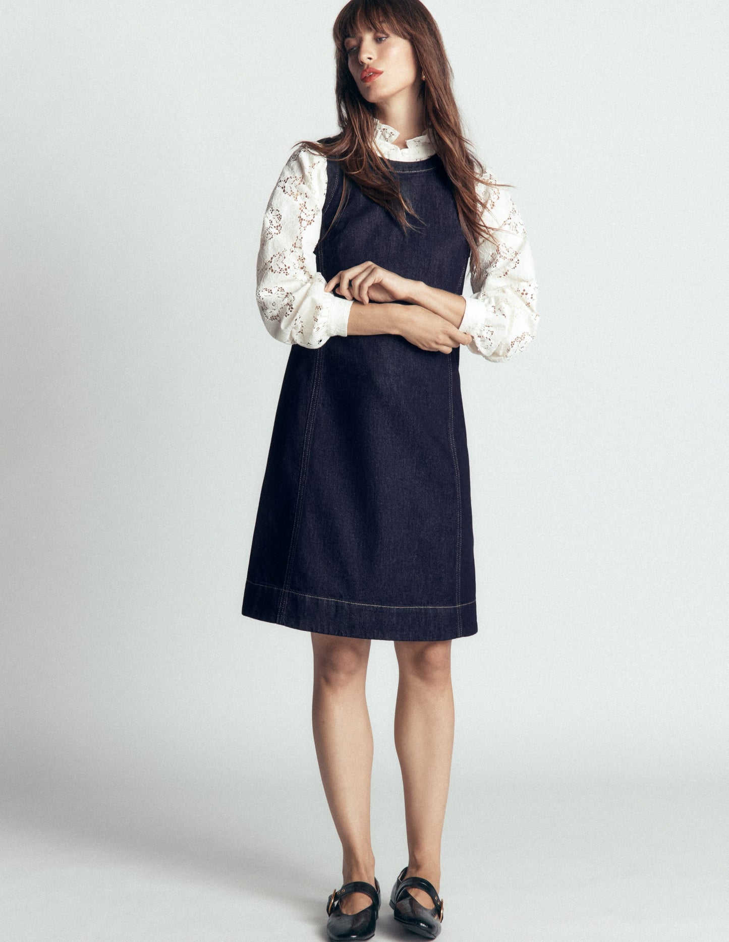 Lou Denim Shift Dress-Indigo Denim