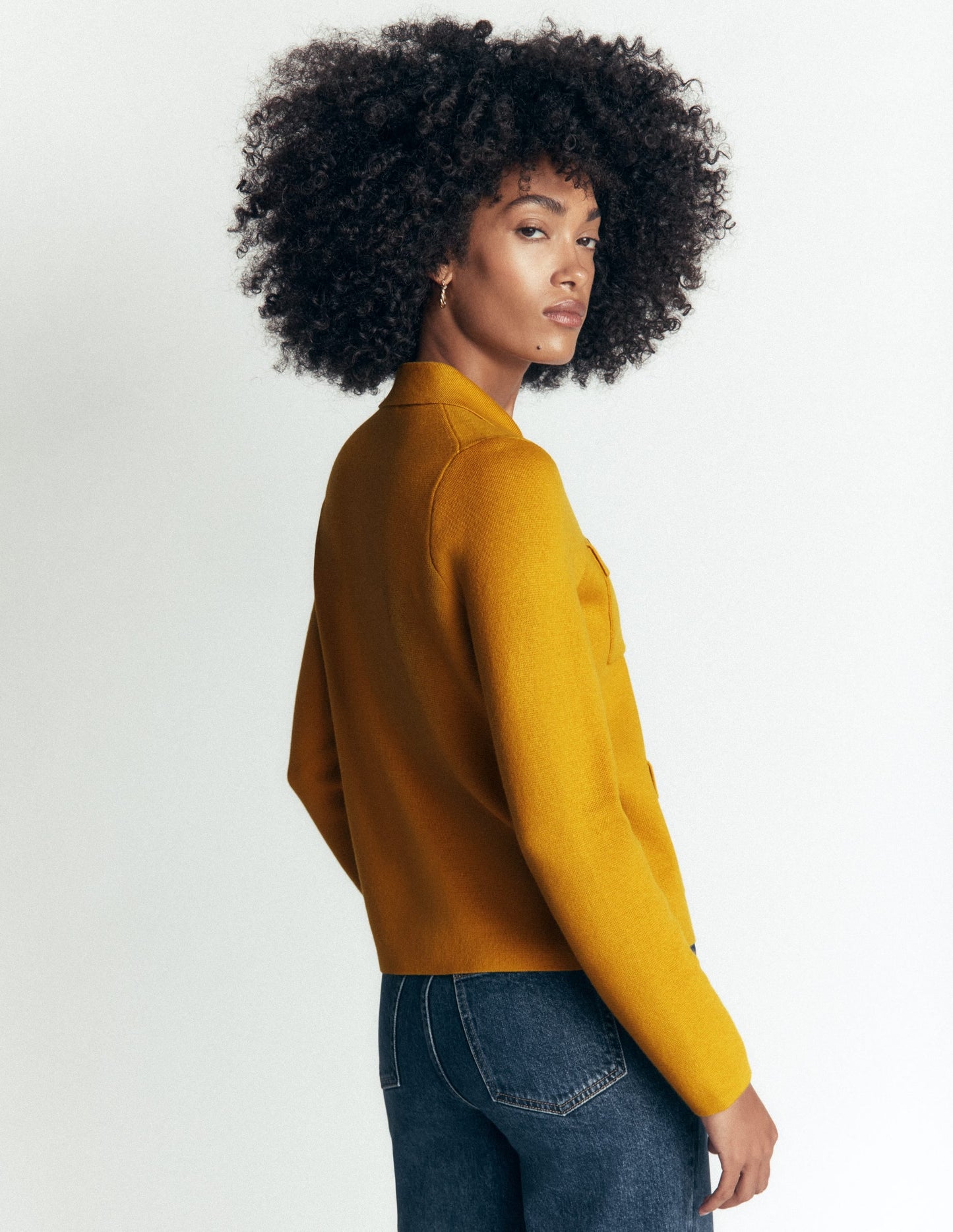 Phoebe Collared Knitted Jacket-Golden Rye