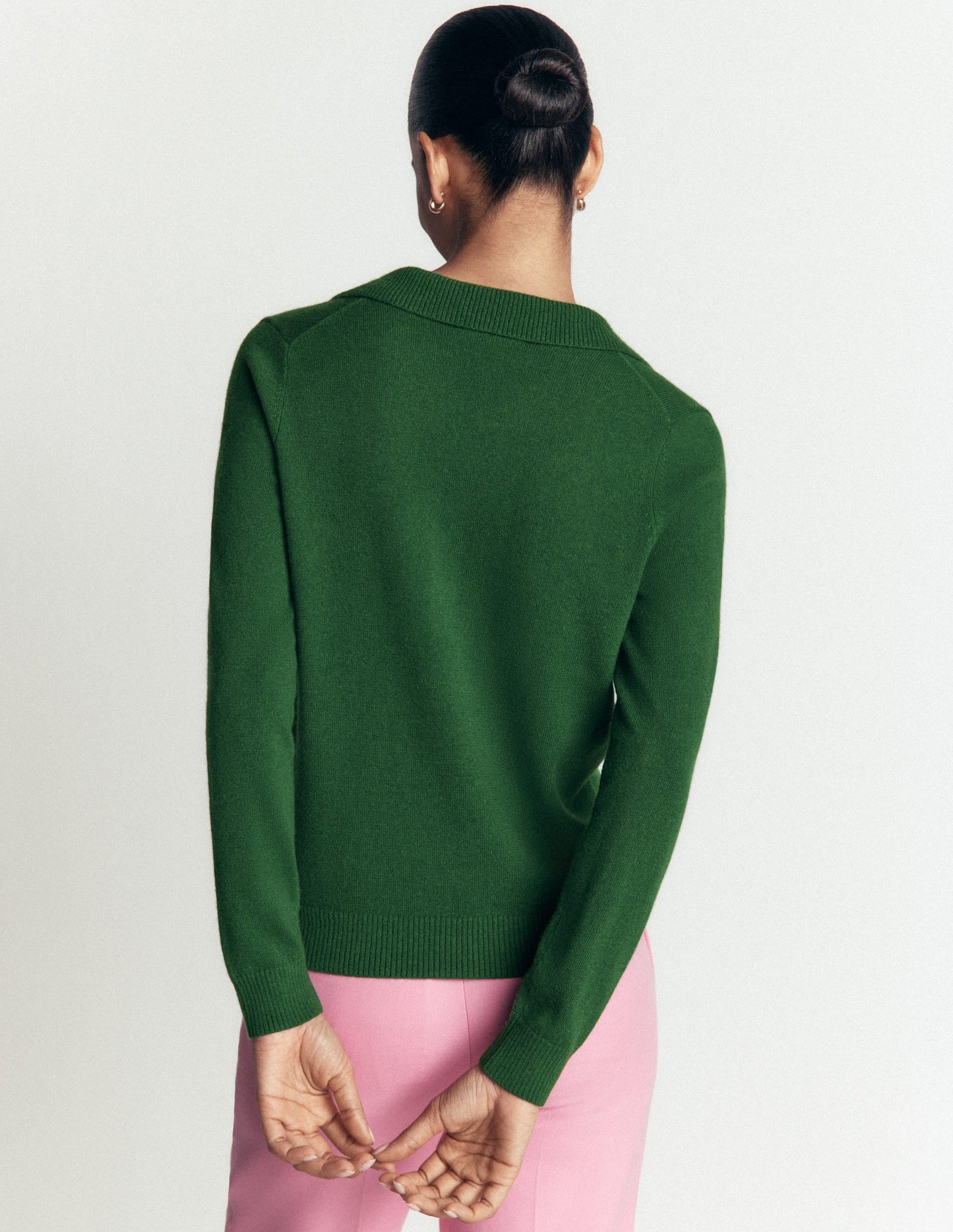 Elsie Cashmere Henley Jumper-Fresh Green