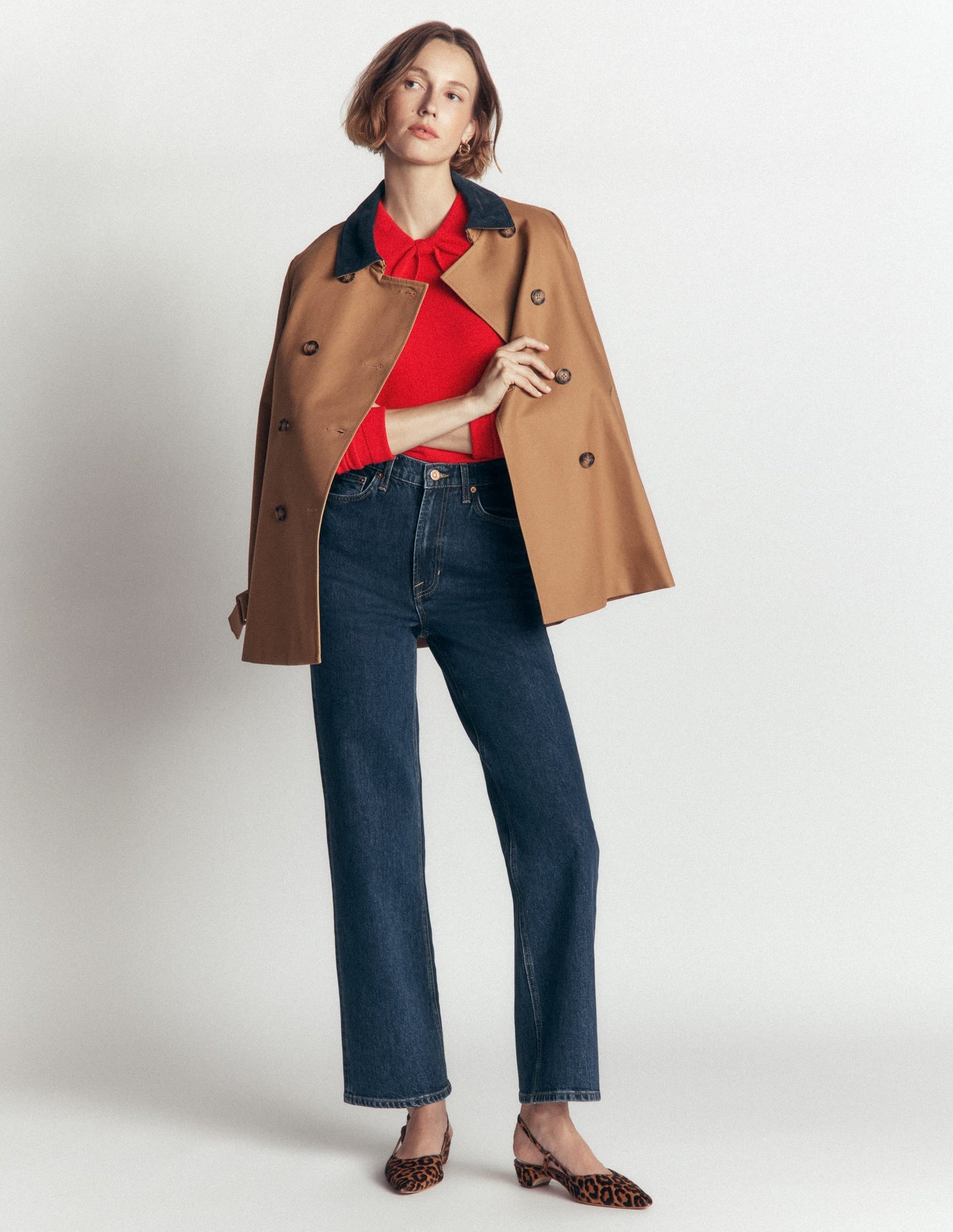 Bow Neck Knitted Jumper-Poppy Red