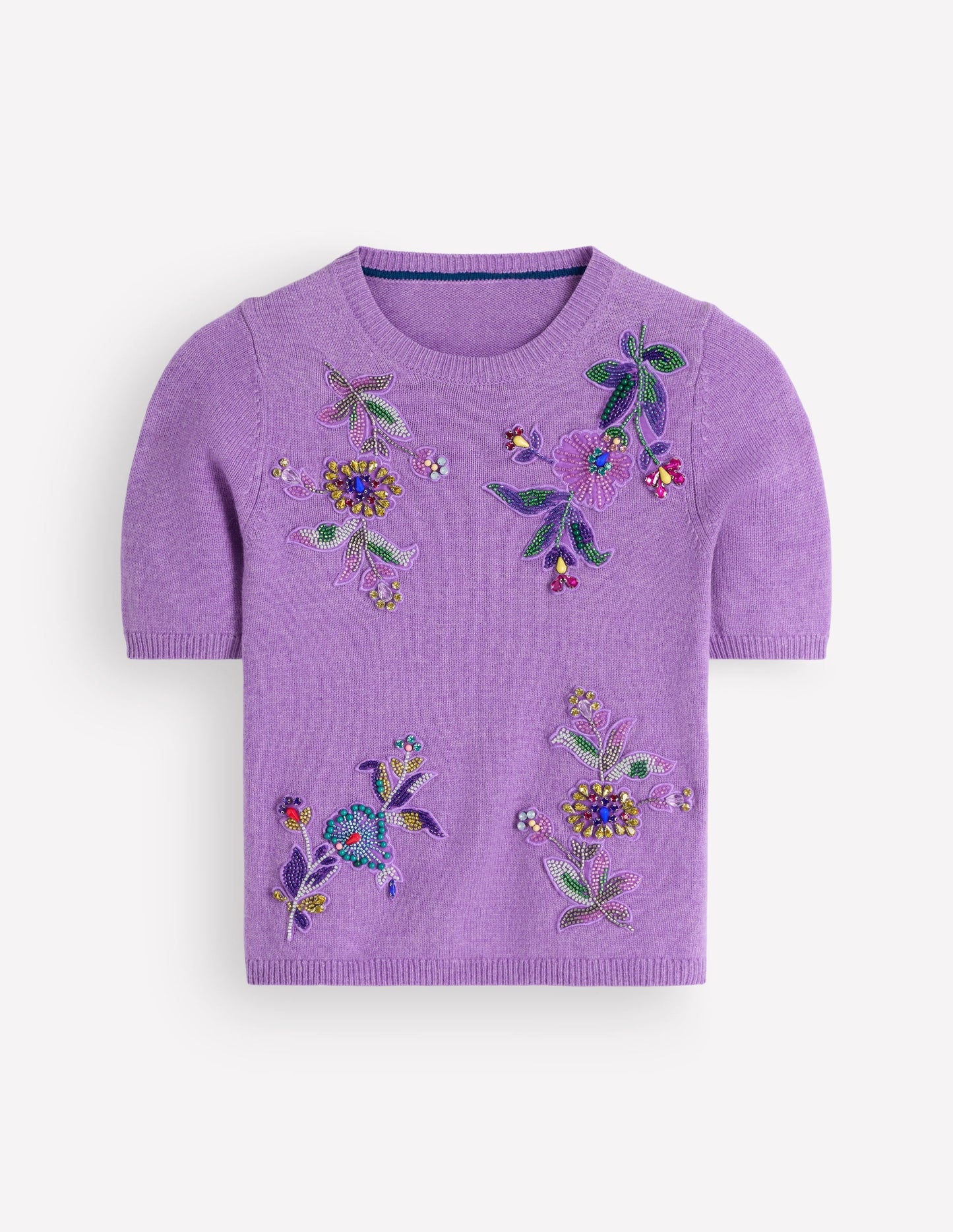 Ria Embellished Knit T-Shirt-Amethyst Purple