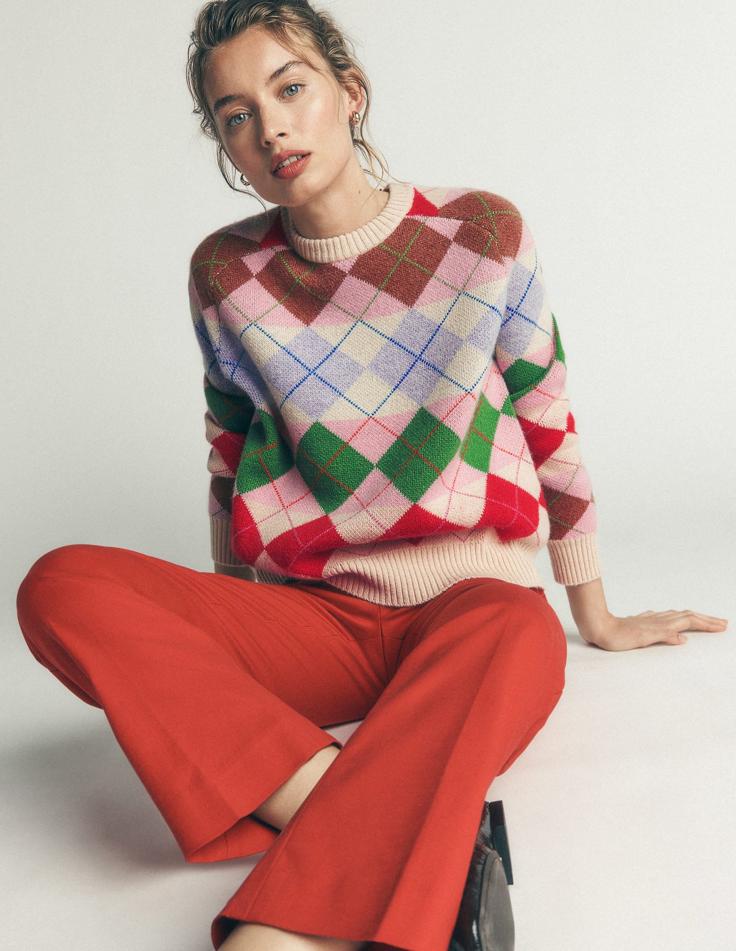 Ariadne Alpaca Blend Jumper-Multi Argyle