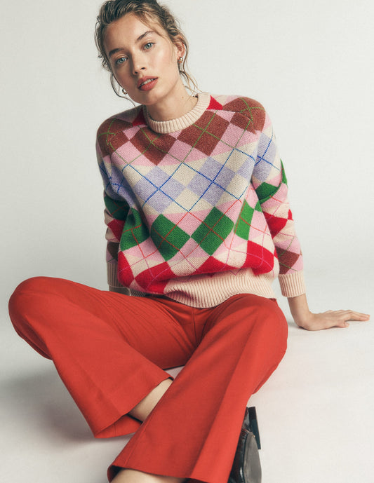 Ariadne Alpaca Blend Jumper-Multi Argyle