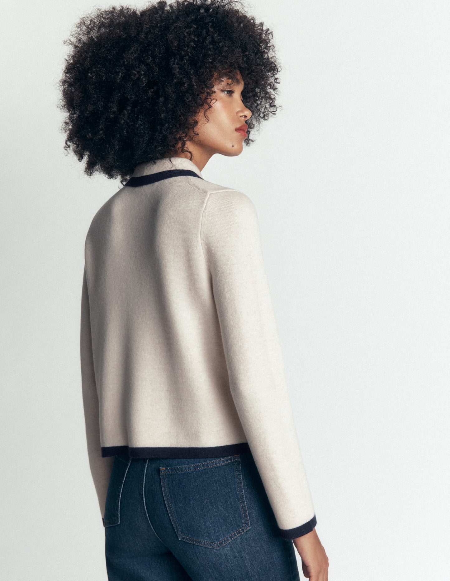 Elizabeth Bow Knitted Jacket-Warm Ivory