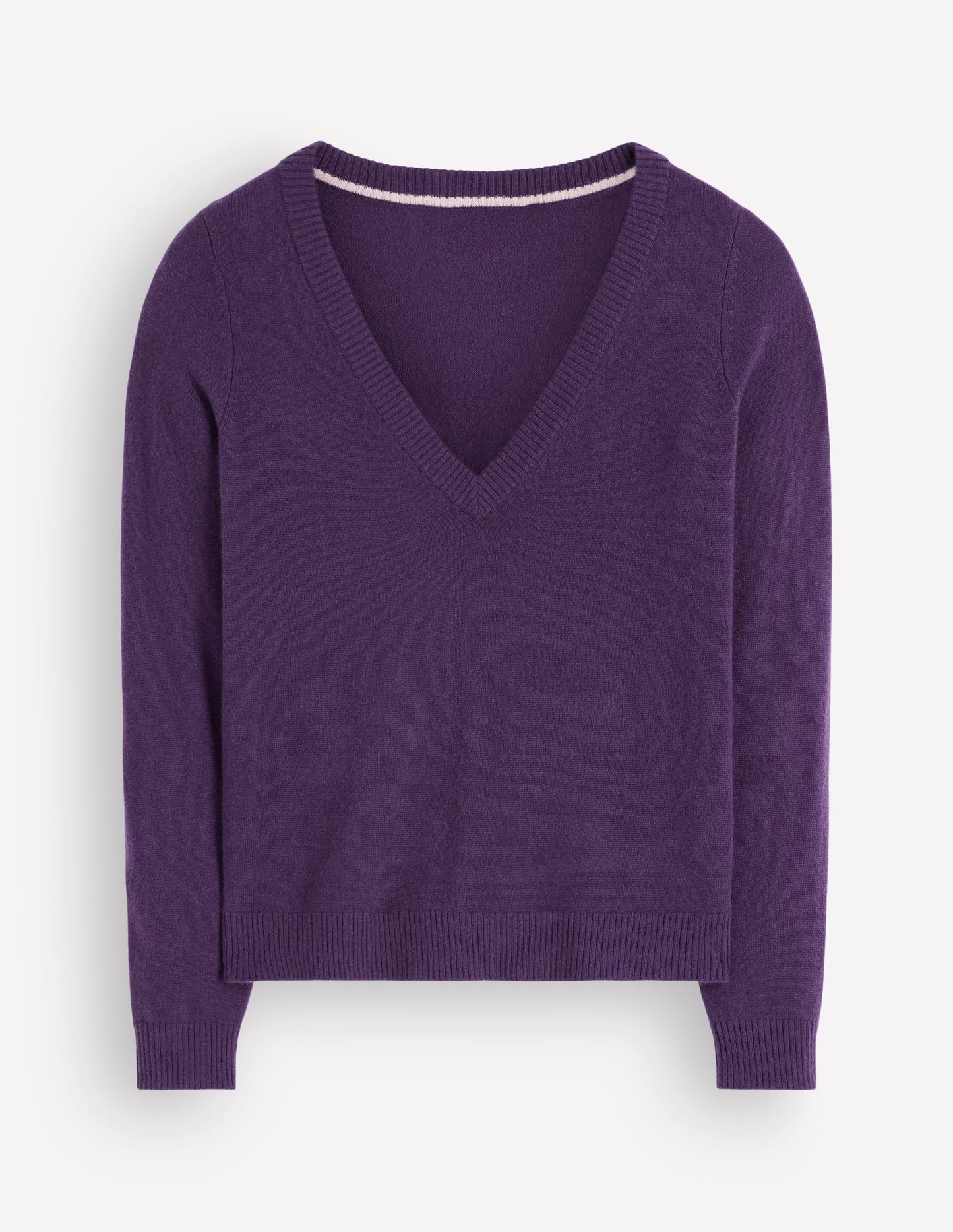 Elsie Cashmere V Neck Jumper-Deep Grape