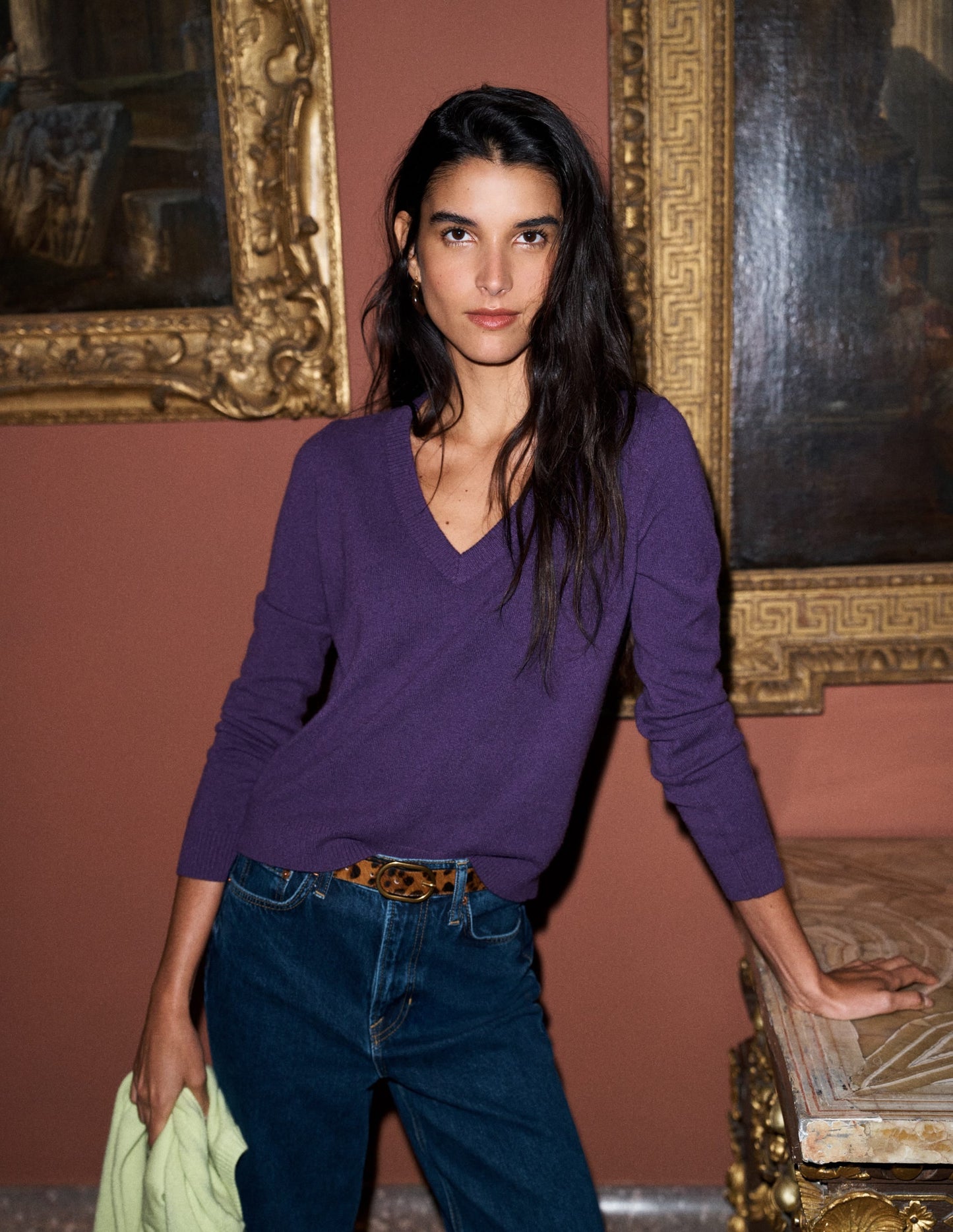 Elsie Cashmere V Neck Jumper-Deep Grape