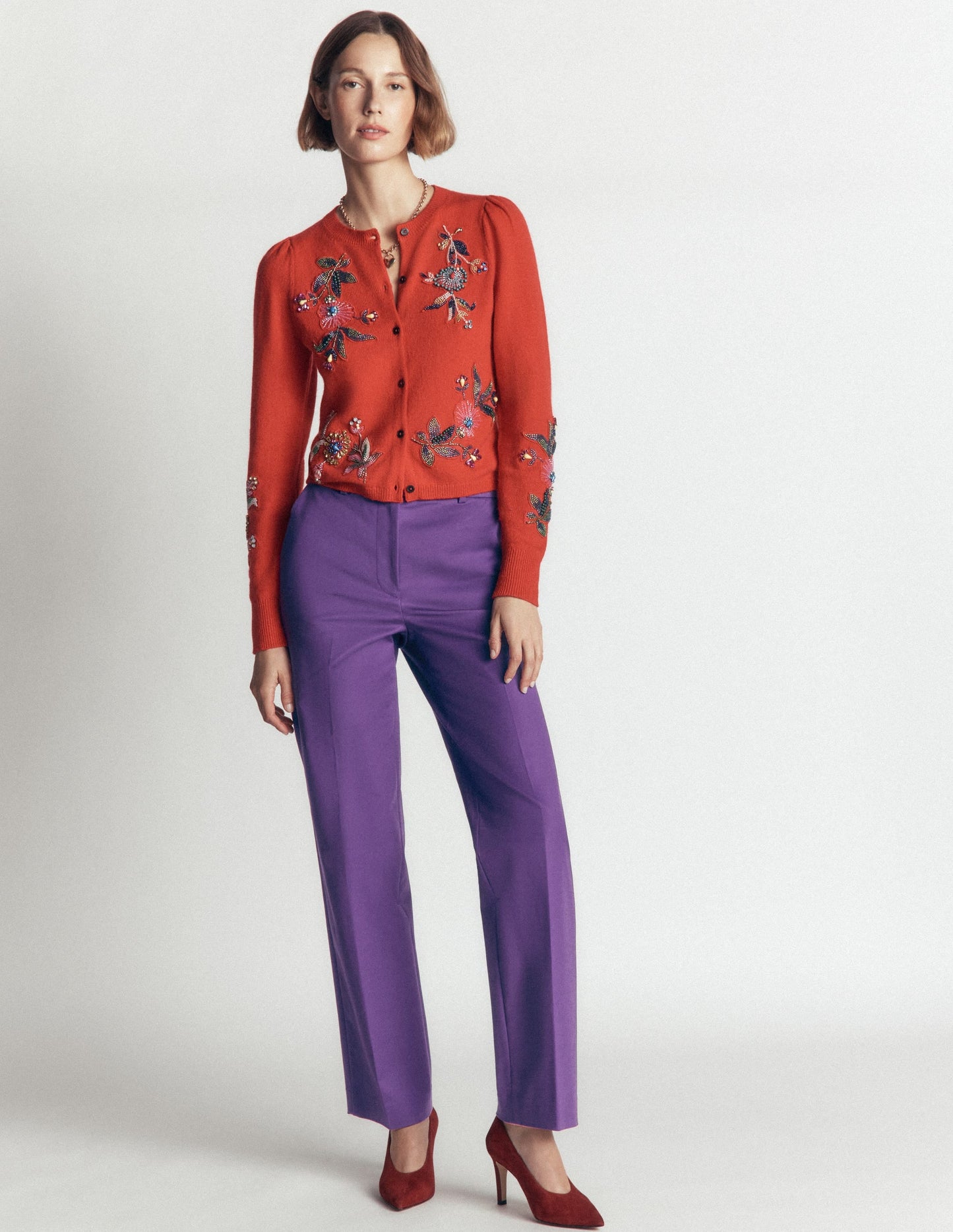 Canonbury Cotton Trousers-Deep Grape