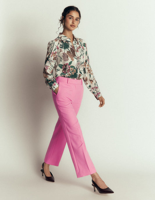 Canonbury Texture 7/8 Trousers-Wild Pink