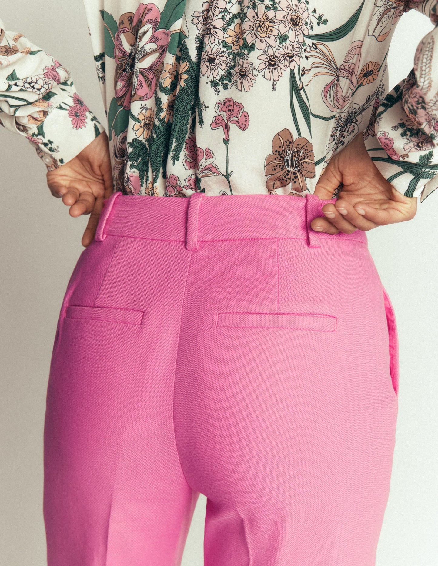 Canonbury Texture 7/8 Trousers-Wild Pink