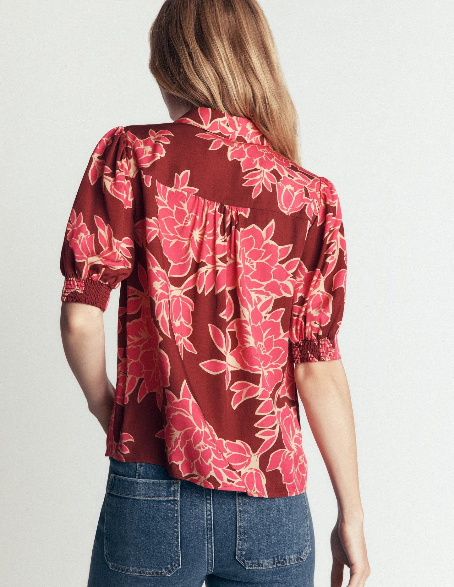 Penelope Viscose Top-Bright Rouge, Enchanted Peony