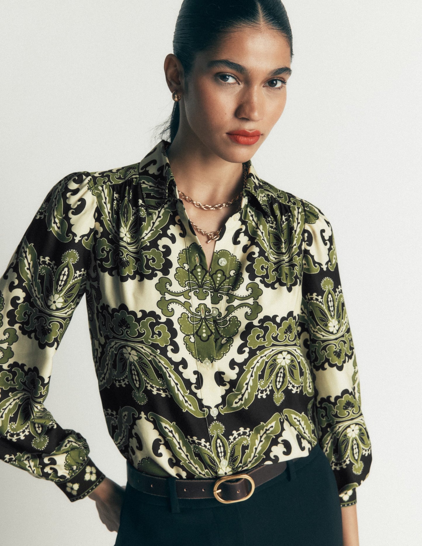 Long Sleeve Printed Shirt-Multi, Blossoming Gardenia