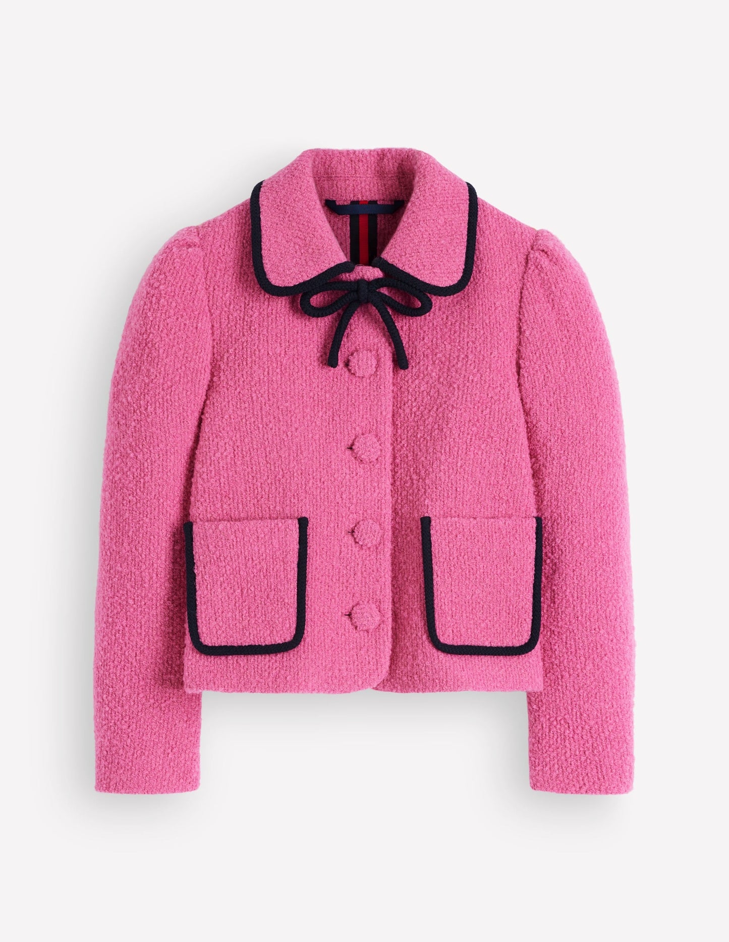 Branscombe Wool Bow Jacket-Pink Solid