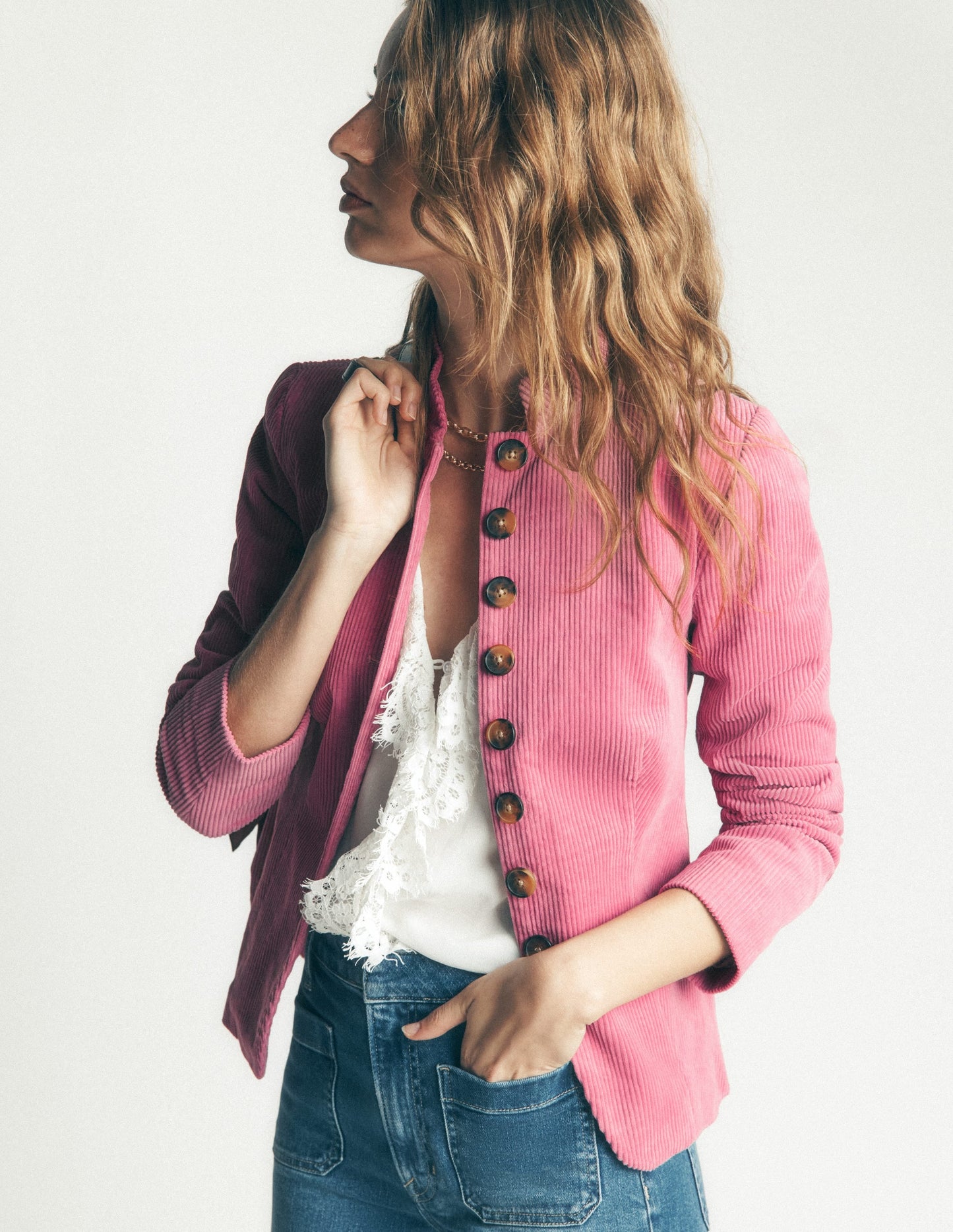 Hereford Military Cord Jacket-Pink Heather