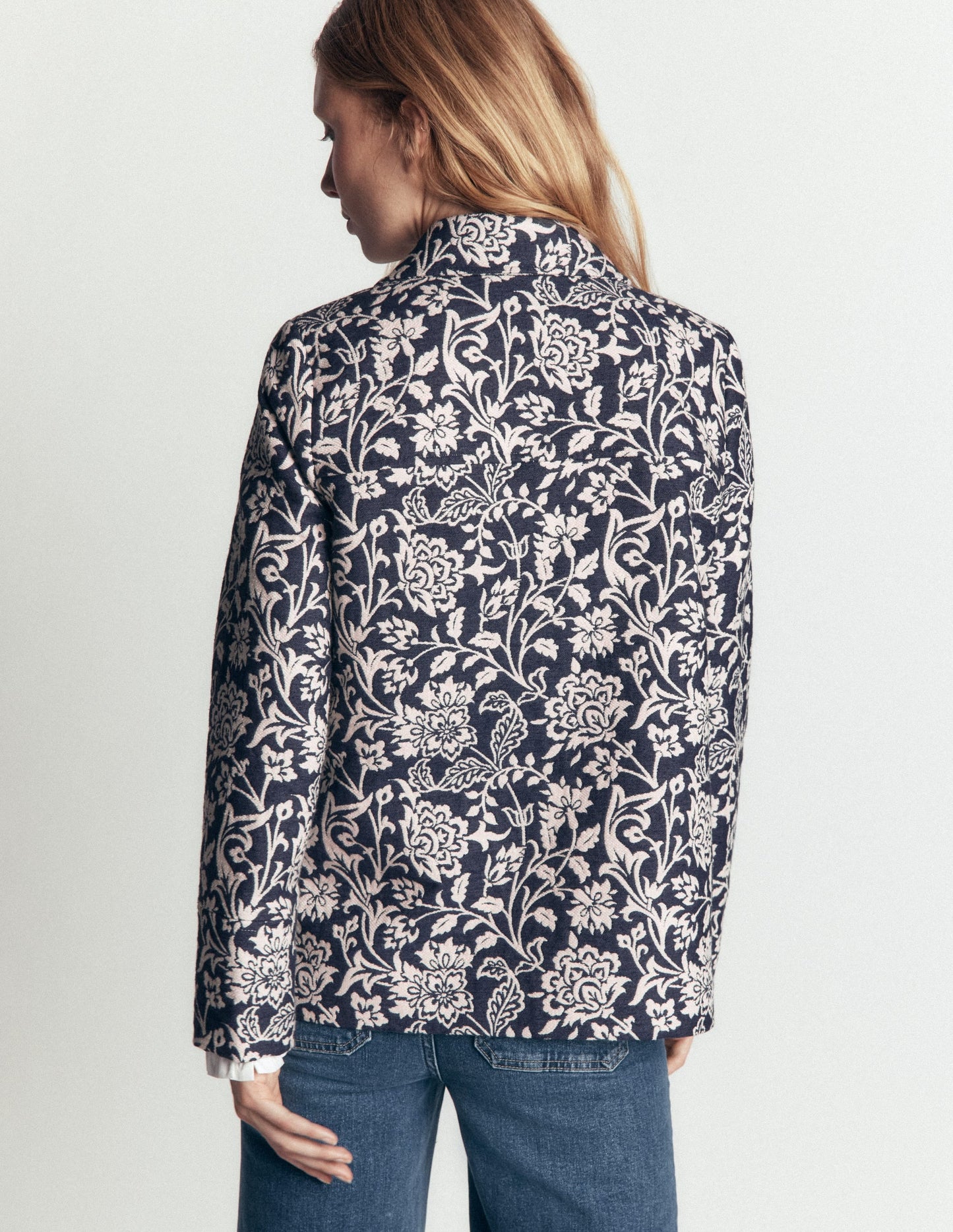 Fife Jacquard Chore Jacket-Navy