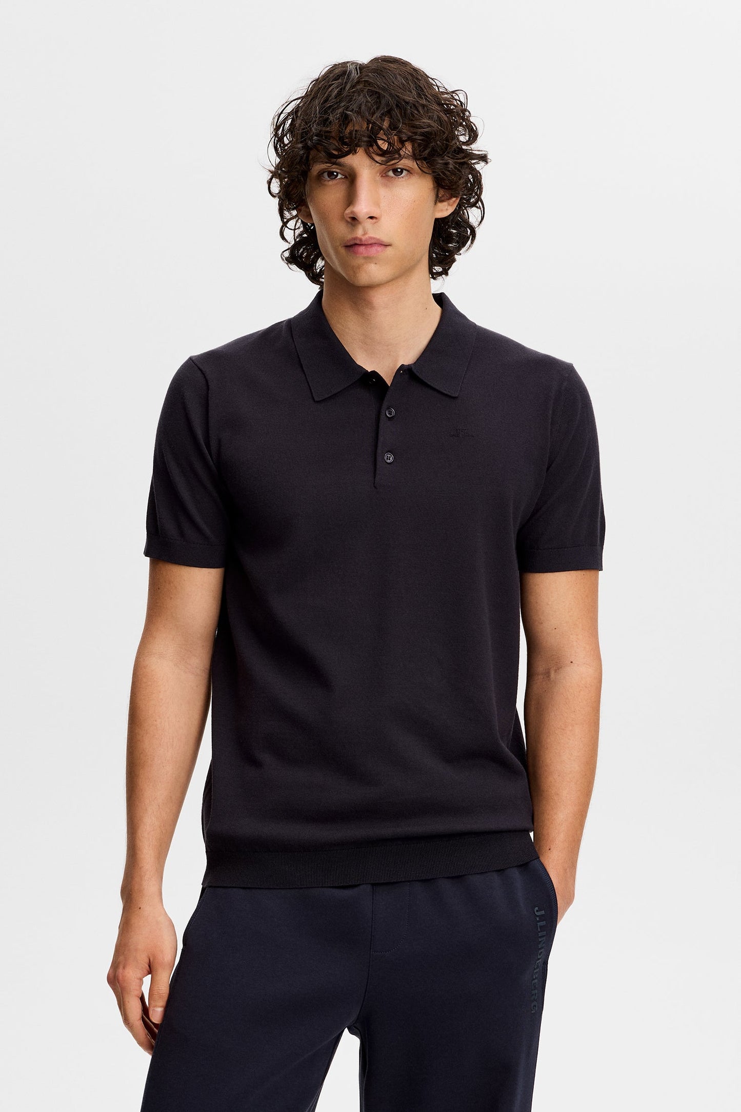 Ridge Knitted Polo / Navy