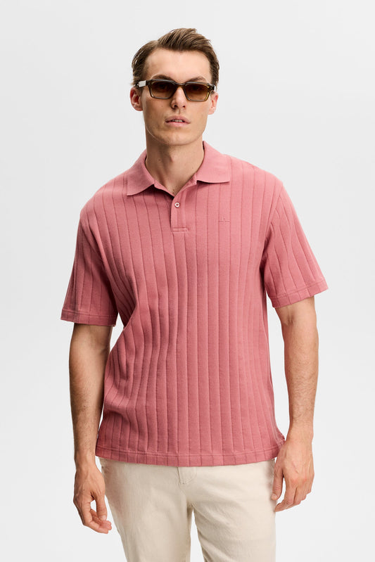 Simon Stripe Polo / Withered Rose
