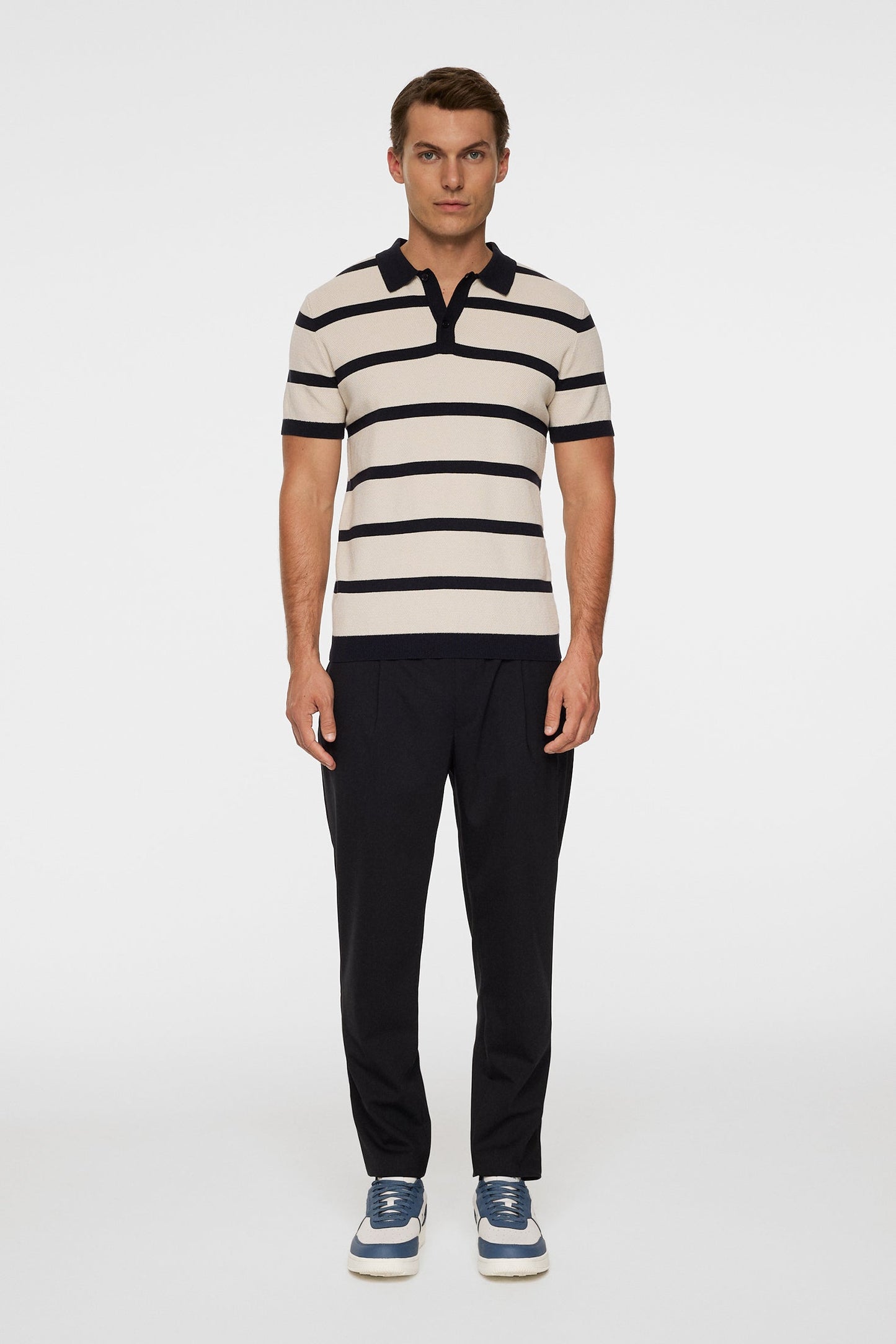 Reve Short Sleeve Stripe Polo / Moonbeam