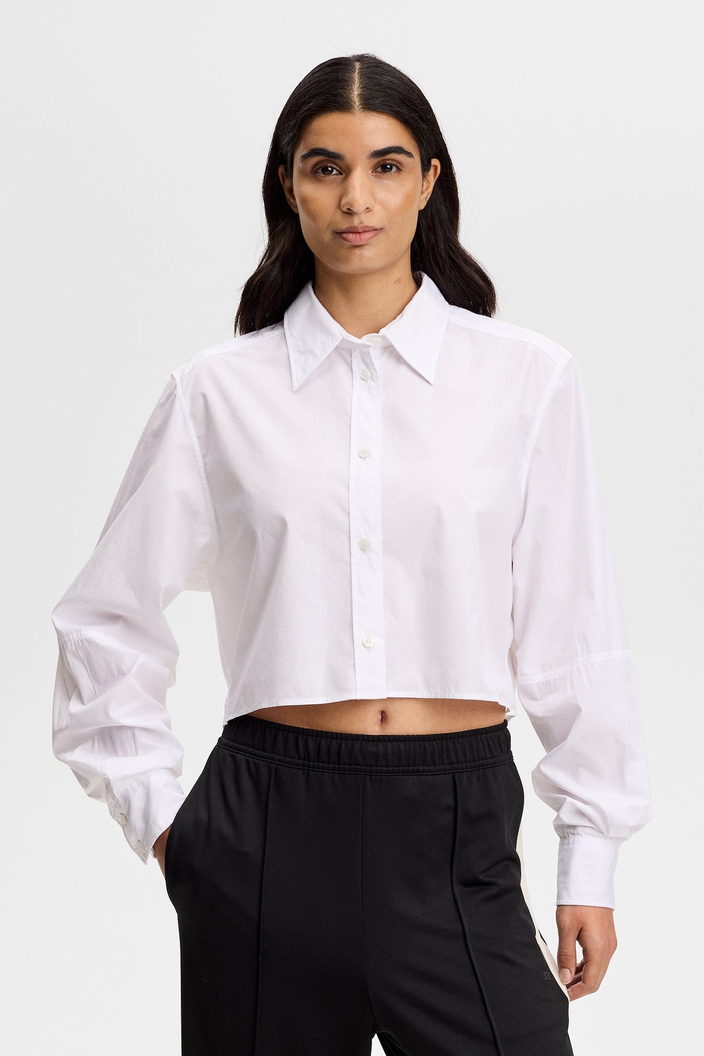 Jelina Cotton Solid Shirt / White