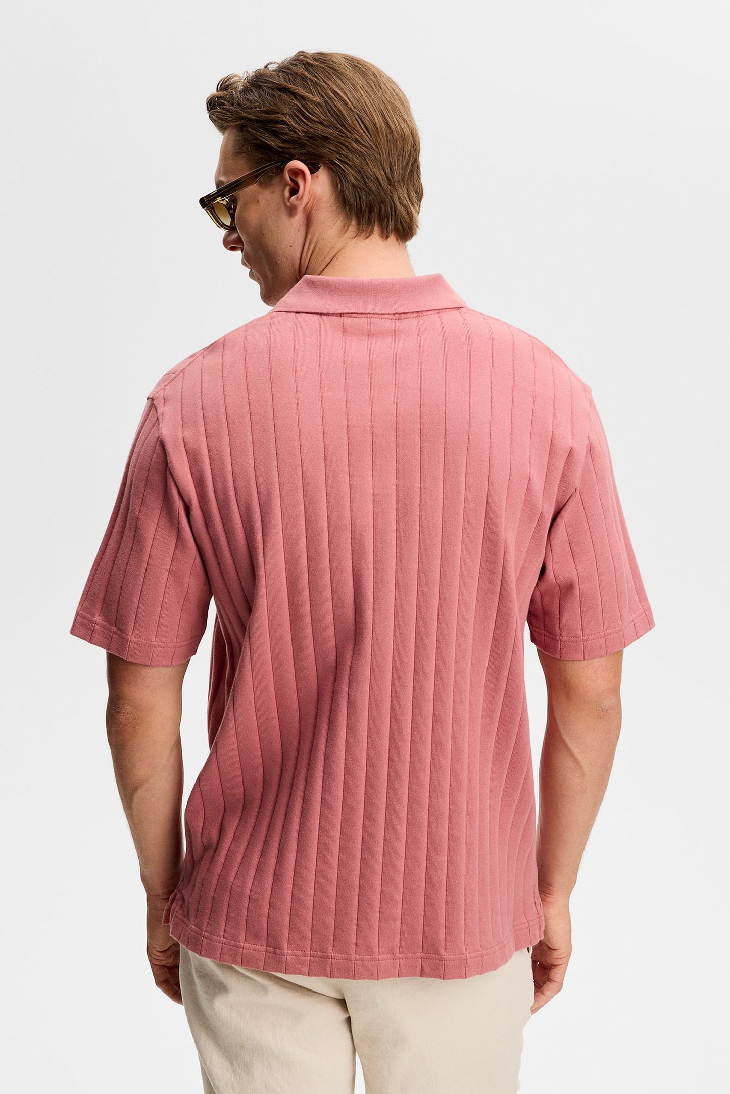 Simon Stripe Polo / Withered Rose