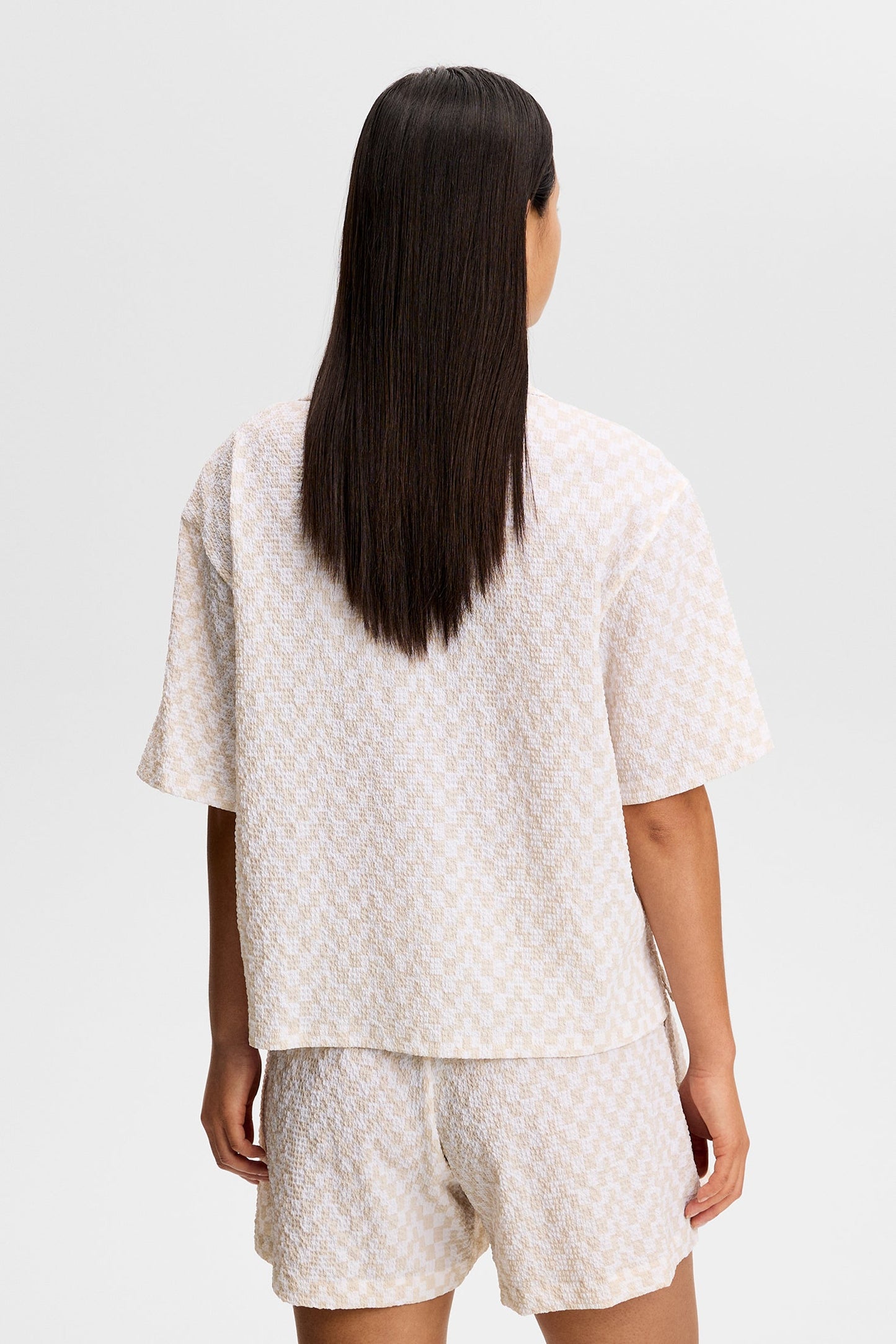 Liv Crinkle Nylon Shirt / Bridge Stack Moonbeam M