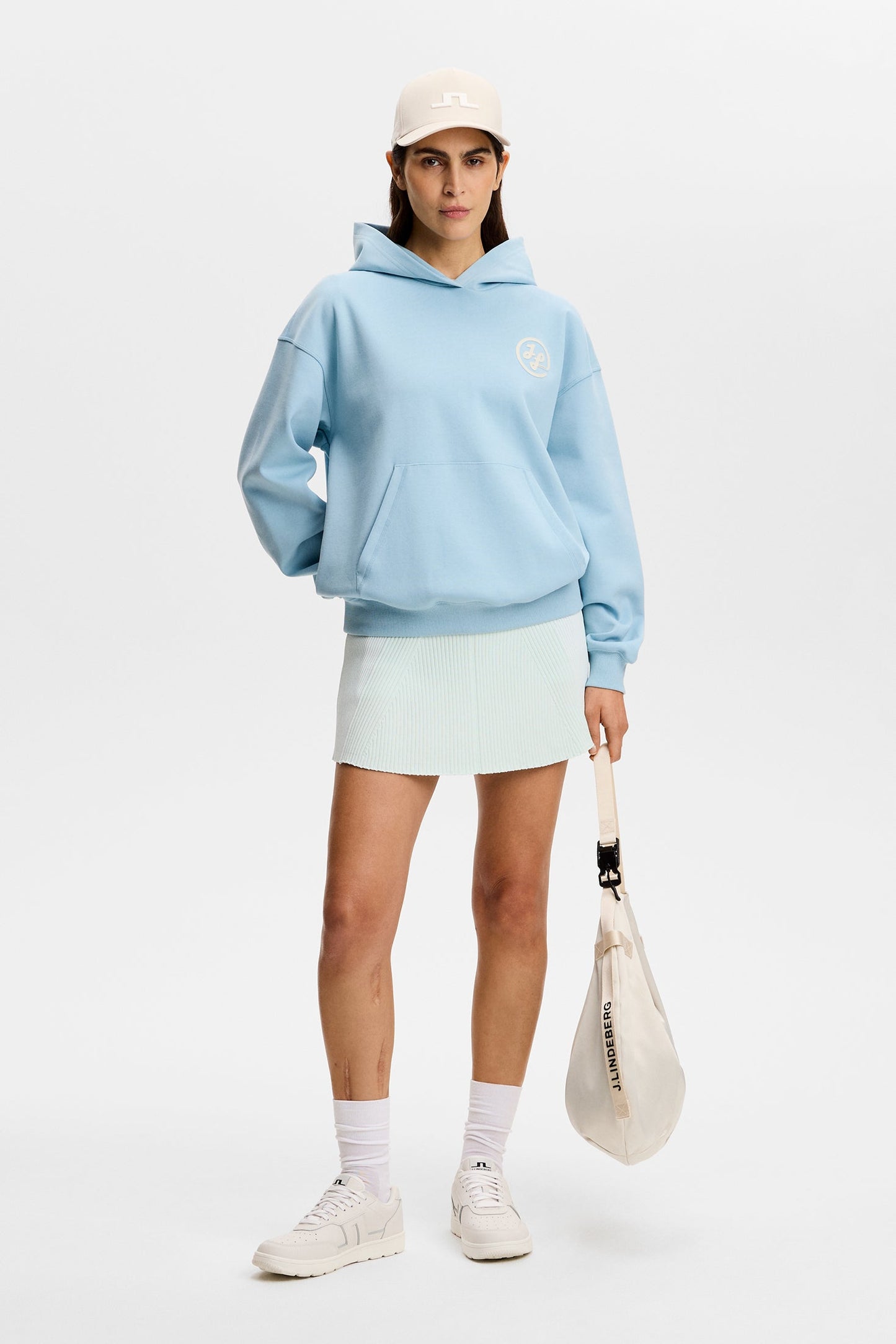 Tanya Contrast Rib Knit Skirt / Sky Light
