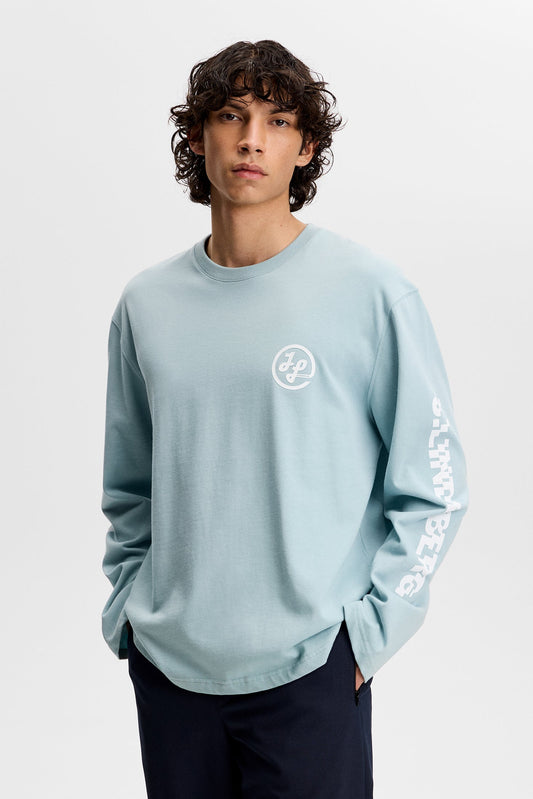 Walsh LS Print T-shirt / Forget-Me-Not