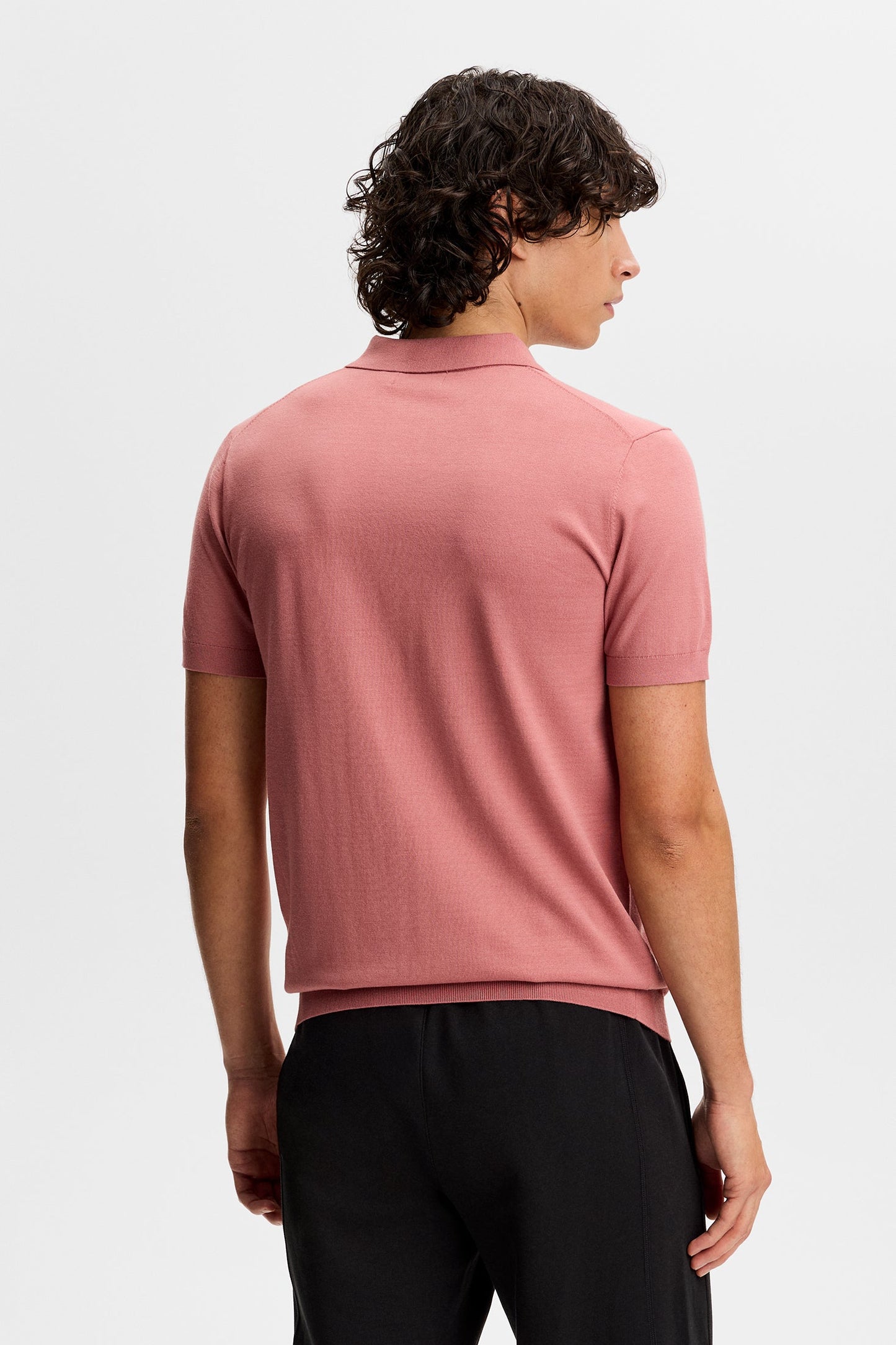 Ridge Knitted Polo / Withered Rose