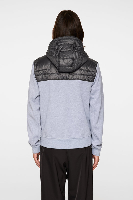 Seth Hybrid Zip Hood / Medium Grey Melange